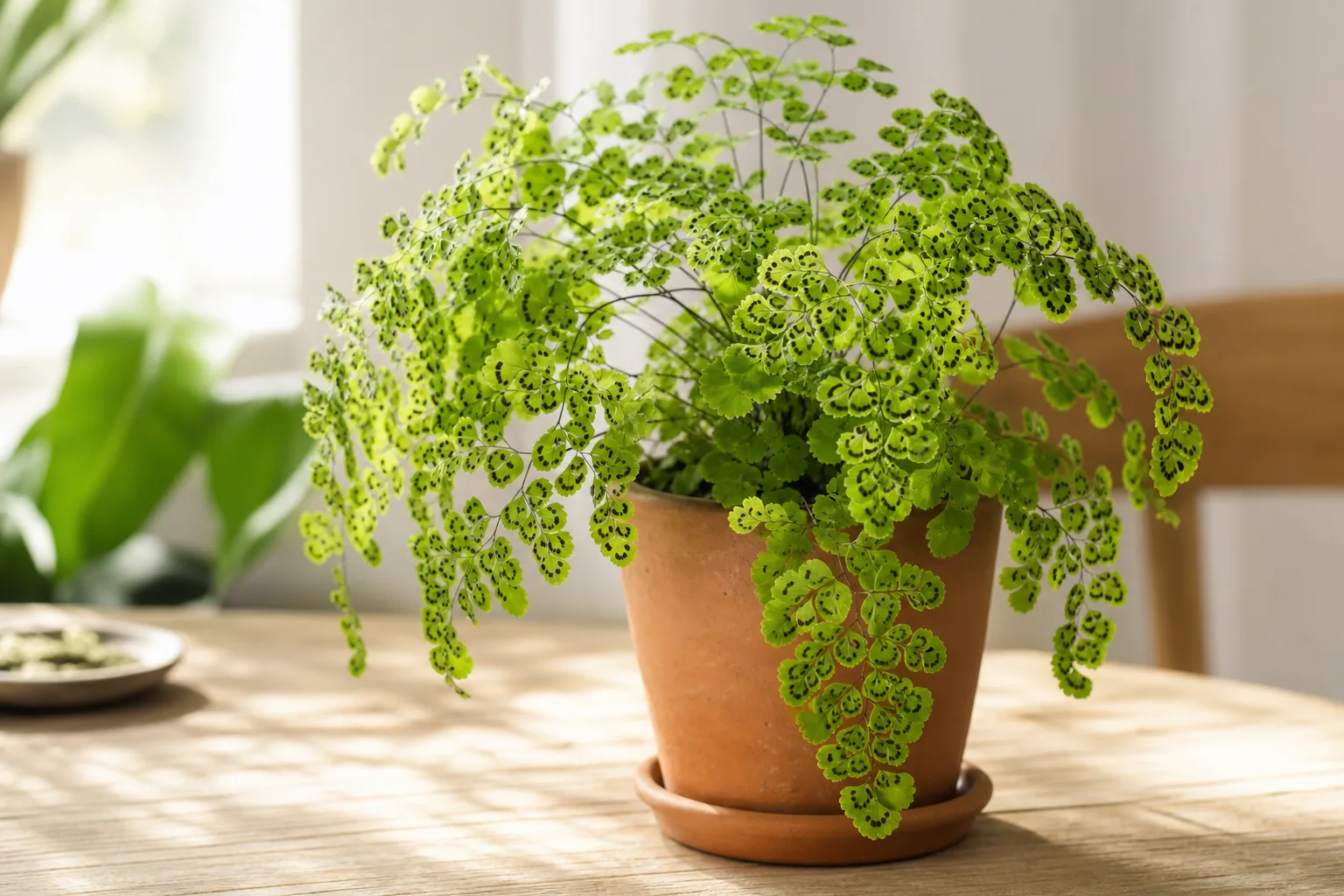 Black Spots on Maidenhair Fern - visible symptom on the plant