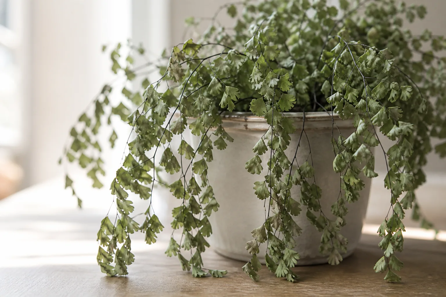 Drooping Leaves on Maidenhair Fern - visible symptom on the plant