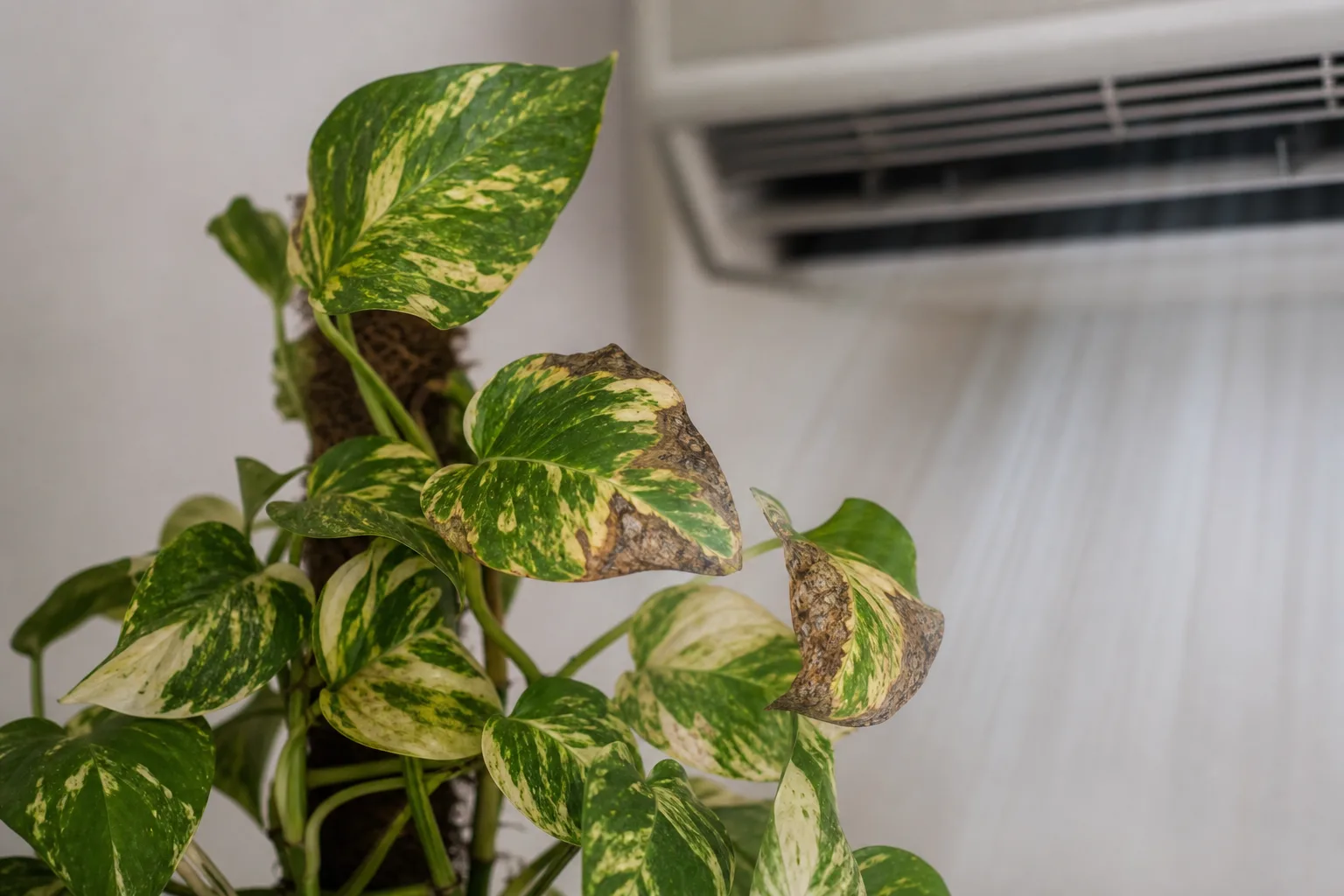 Draft Stress on Manjula Pothos - visible symptom on the plant