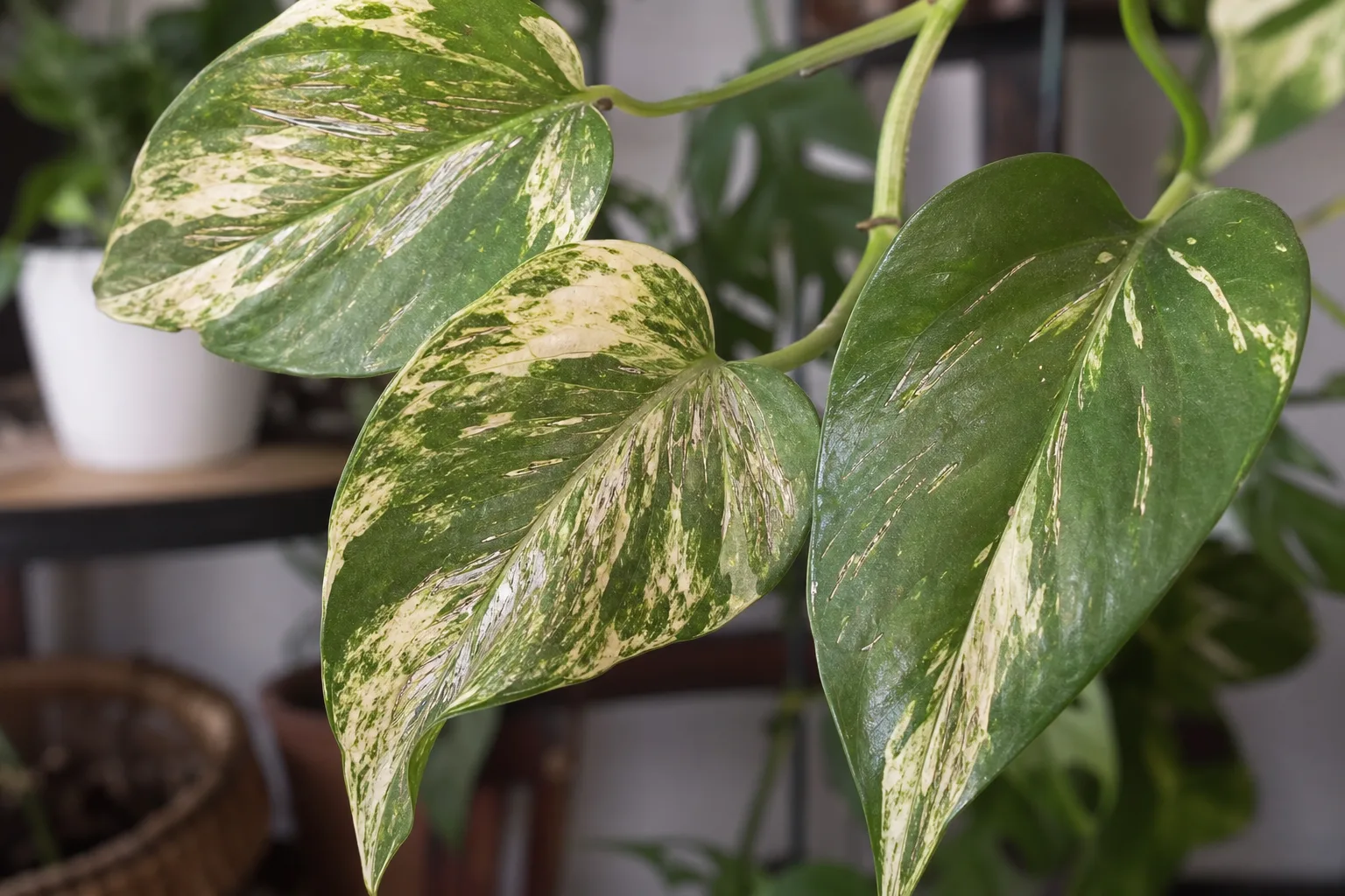 Thrips on Manjula Pothos - visible symptom on the plant