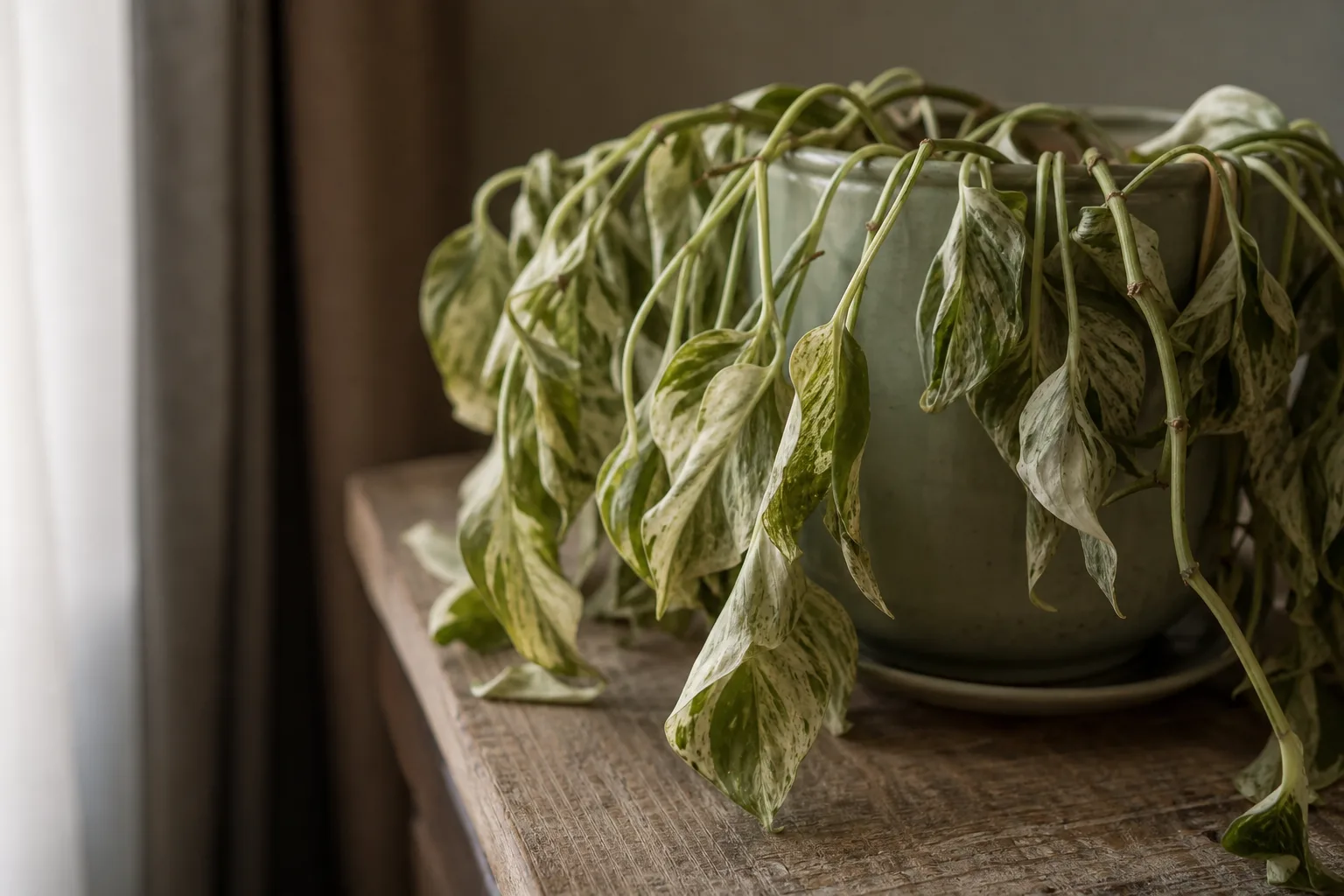 Wilting on Manjula Pothos - visible symptom on the plant