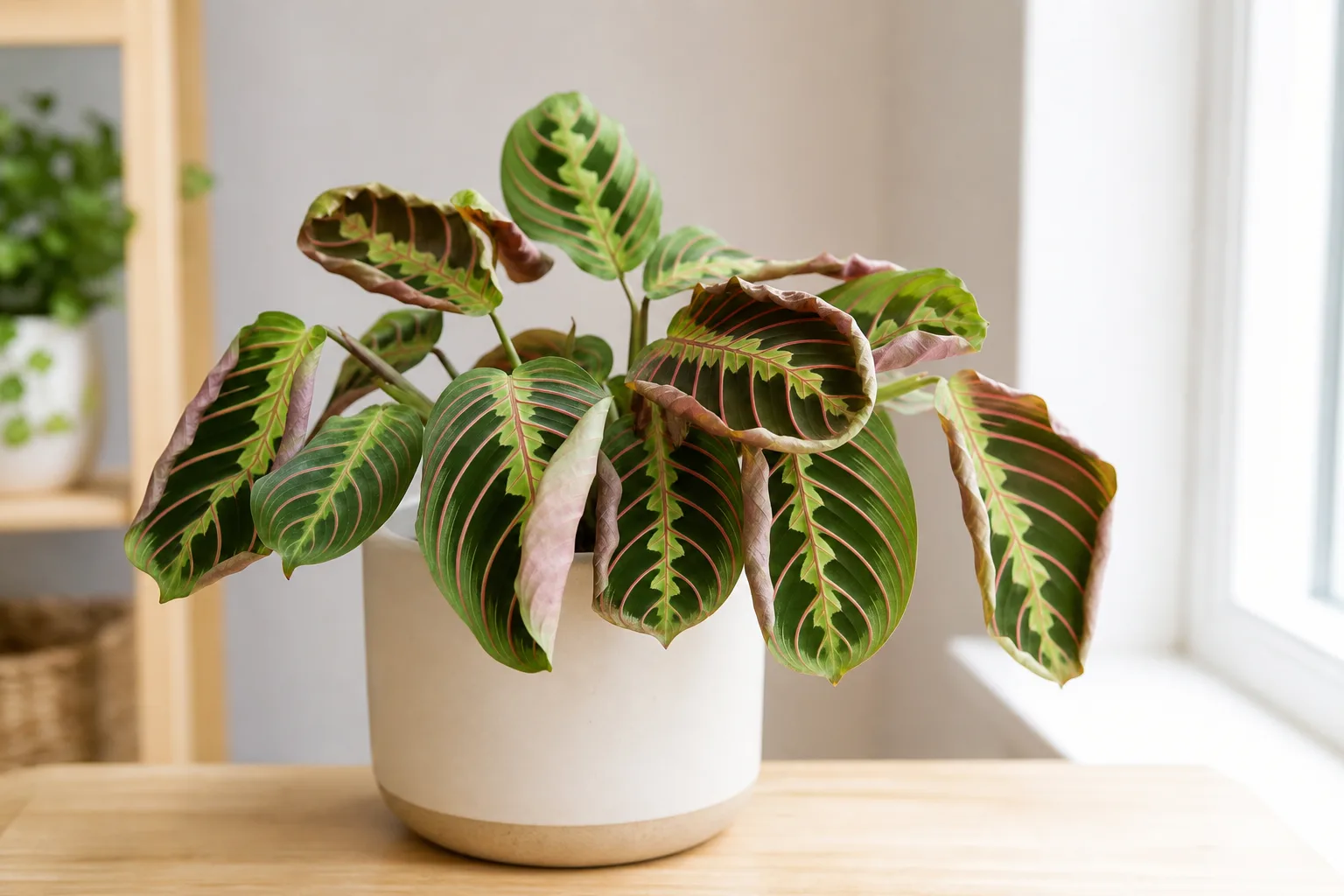 Curling Leaves on Maranta Leuconeura - visible symptom on the plant