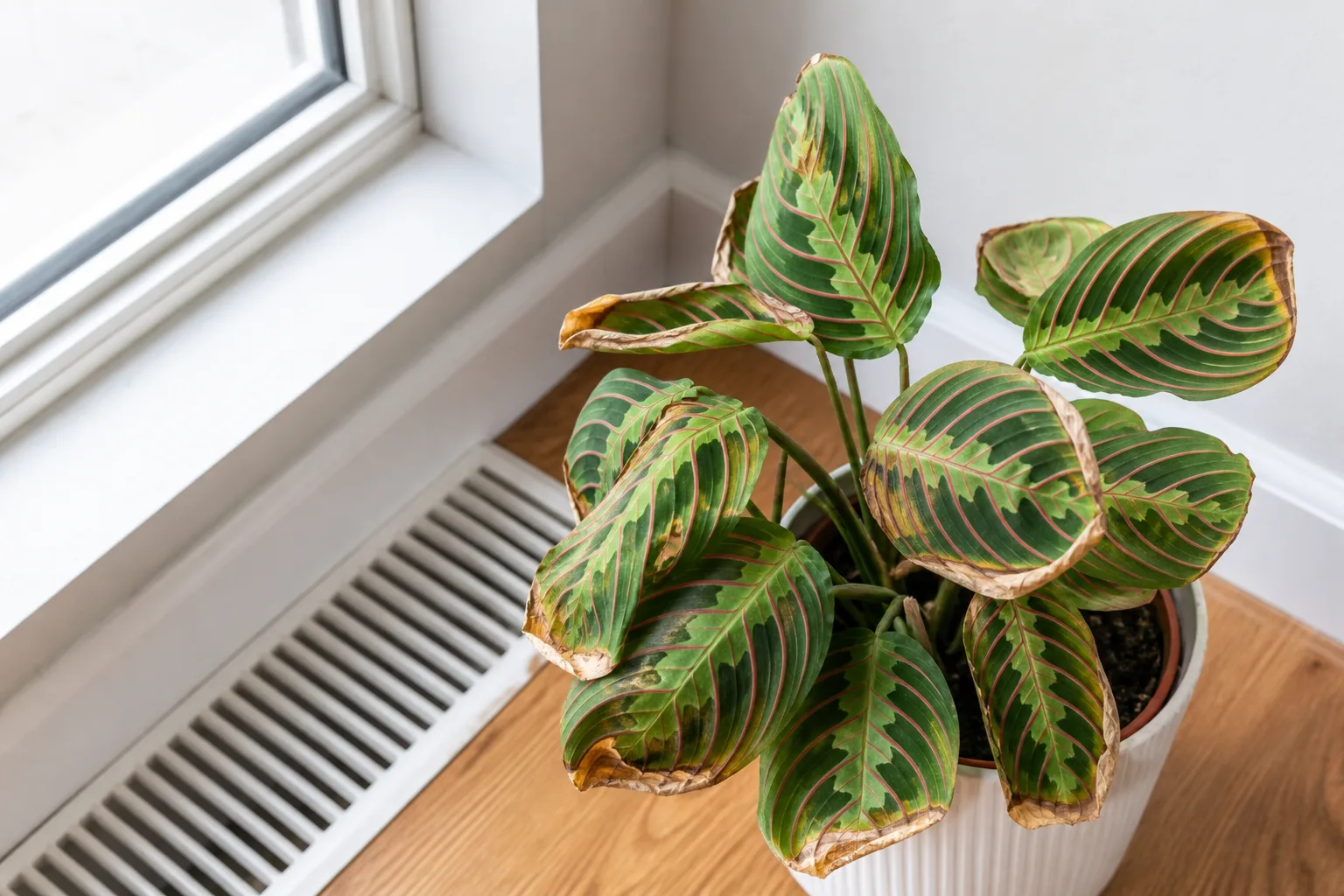 Draft Stress on Maranta Leuconeura - visible symptom on the plant