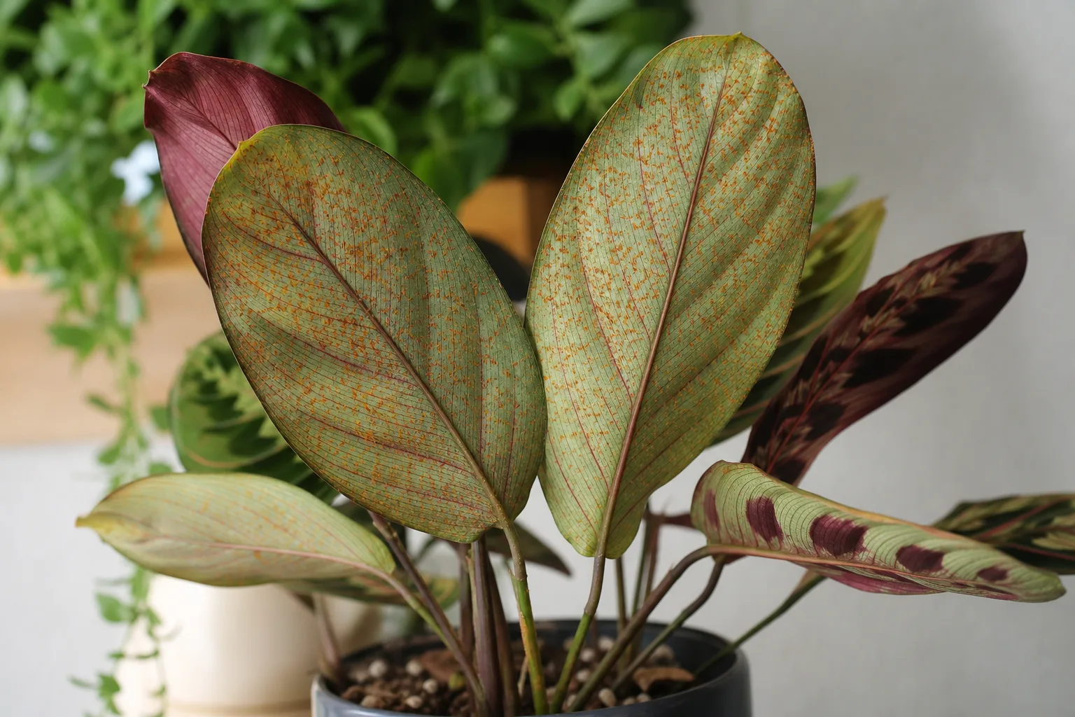 Rust Disease on Maranta Leuconeura - visible symptom on the plant