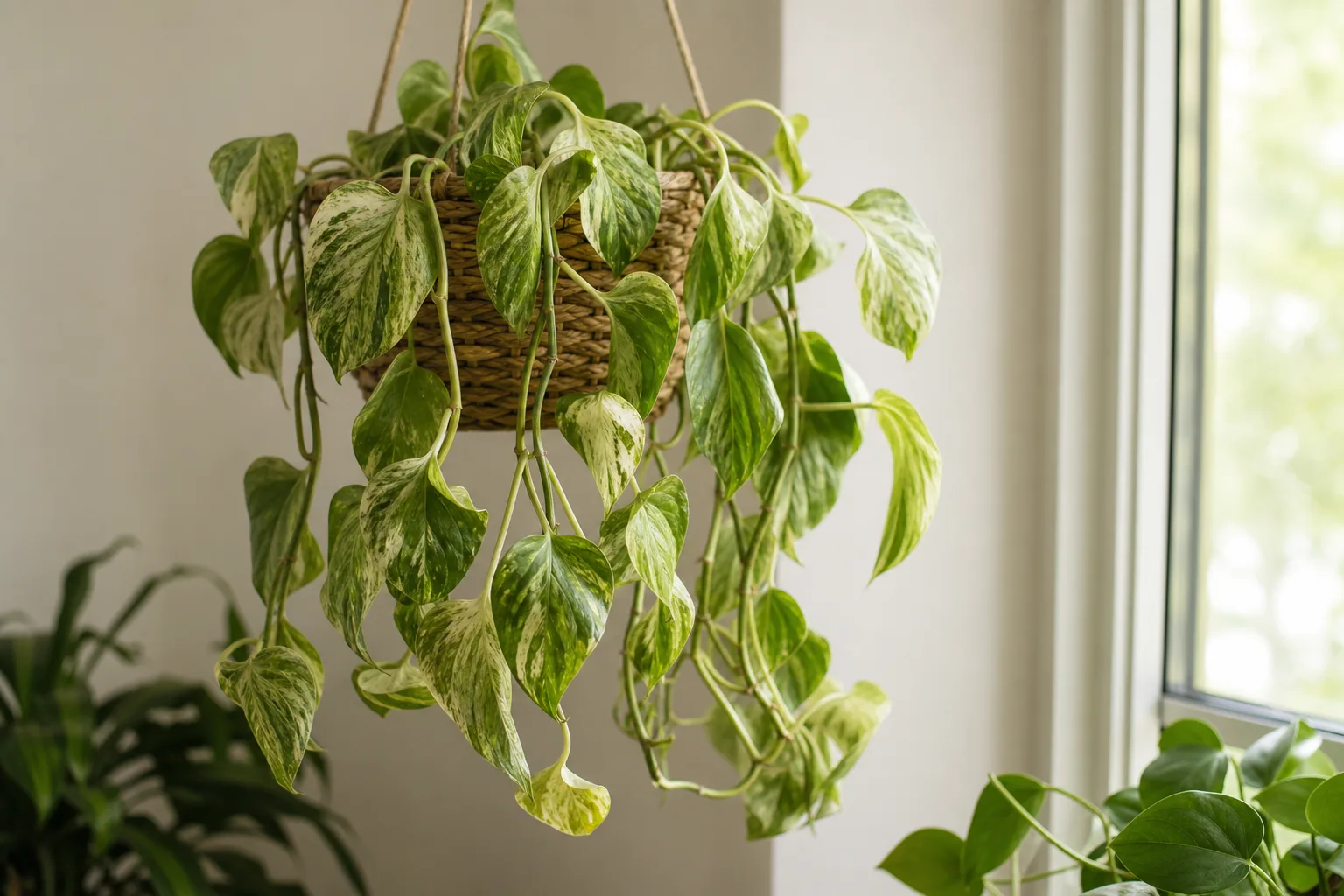 Drooping Leaves on Marble Queen Pothos - visible symptom on the plant