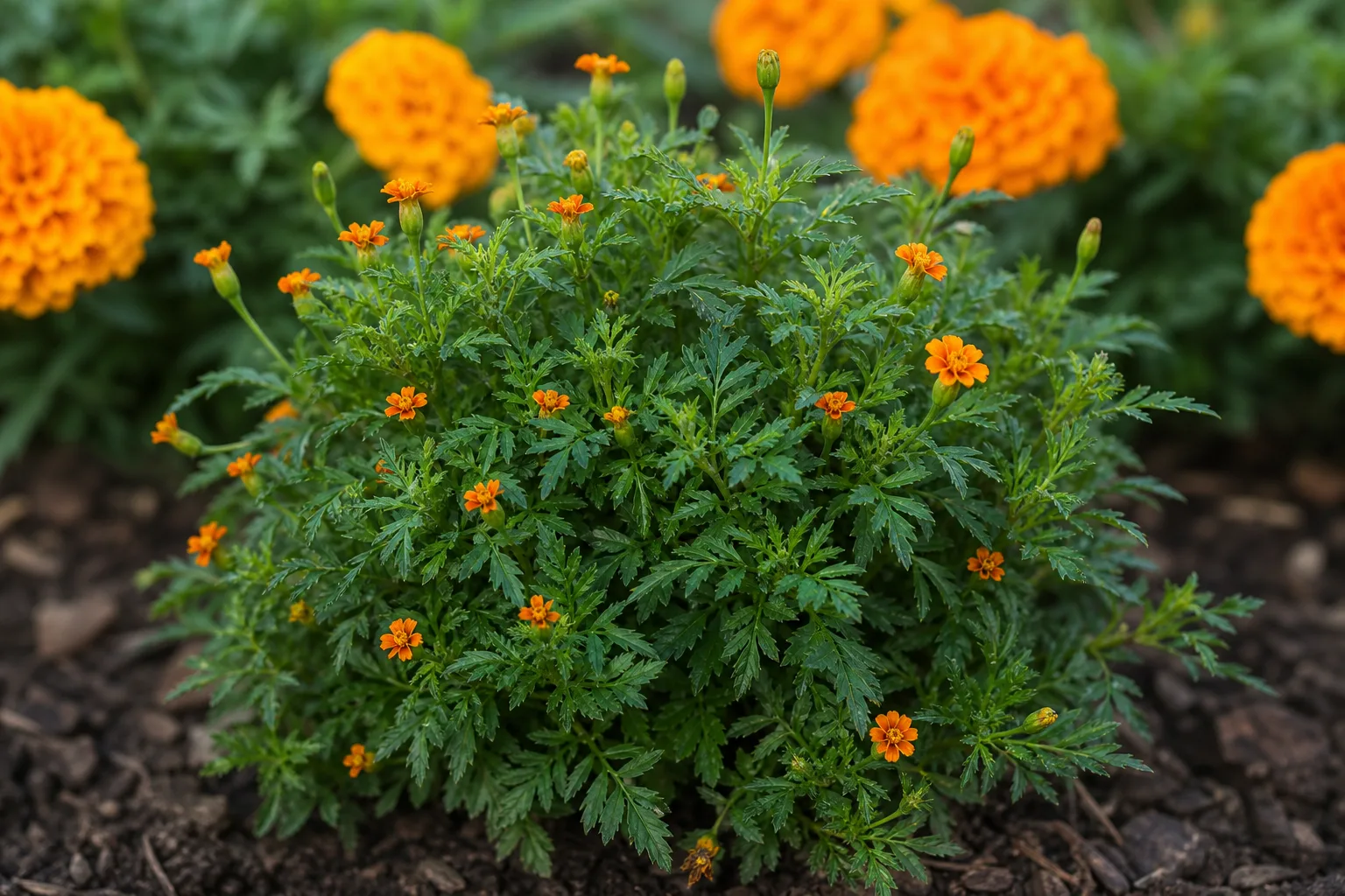 Small Flowers on Marigold - visible symptom on the plant