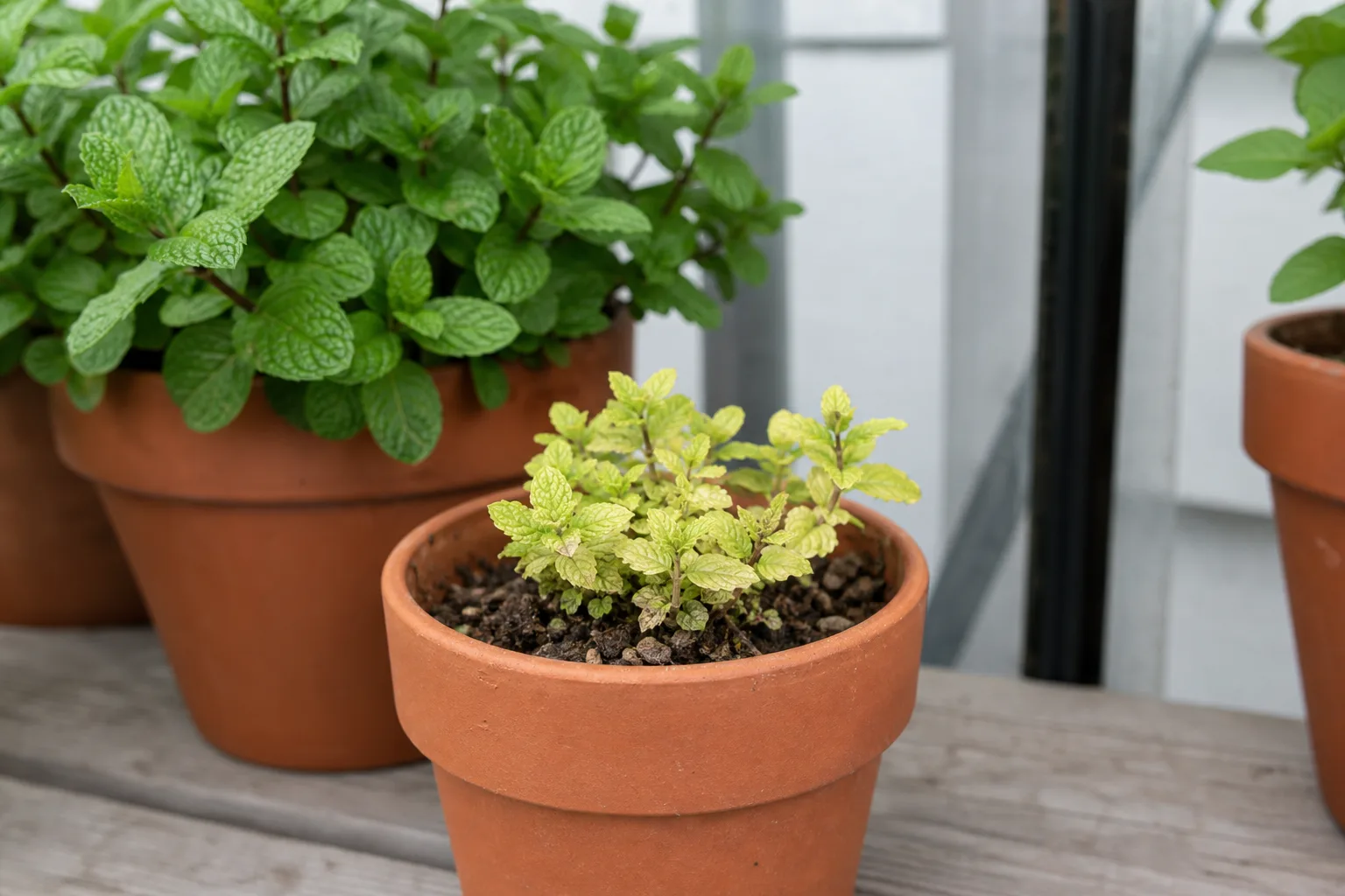Stunted Growth on Mint - visible symptom on the plant
