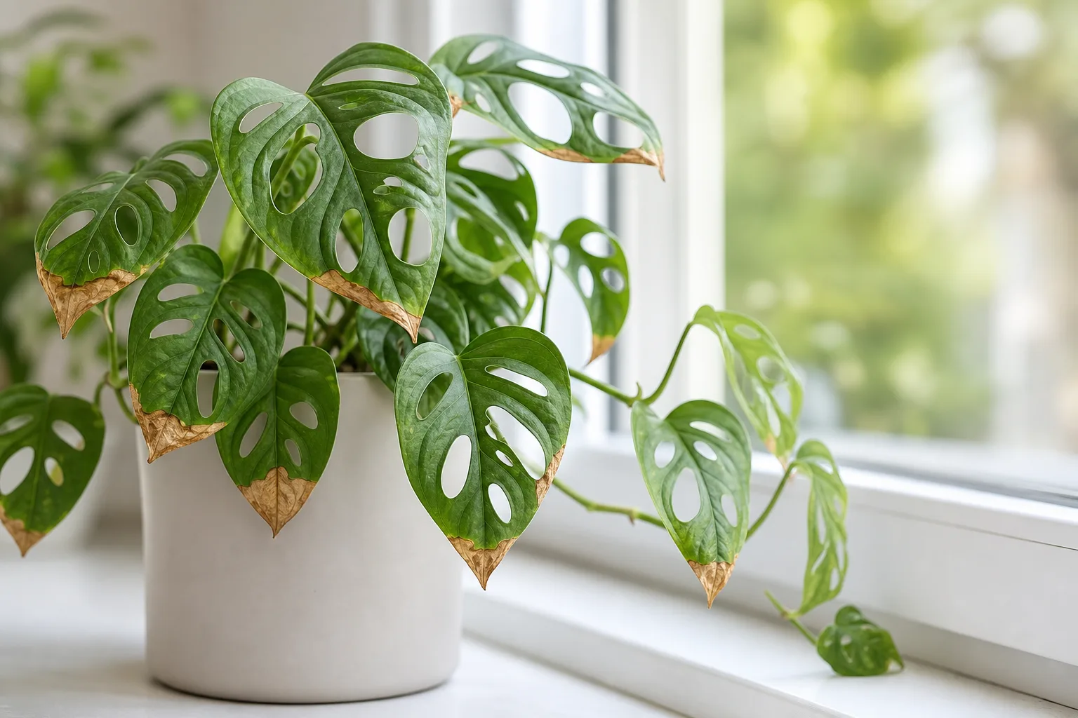 Brown Tips on Monstera Adansonii - visible symptom on the plant
