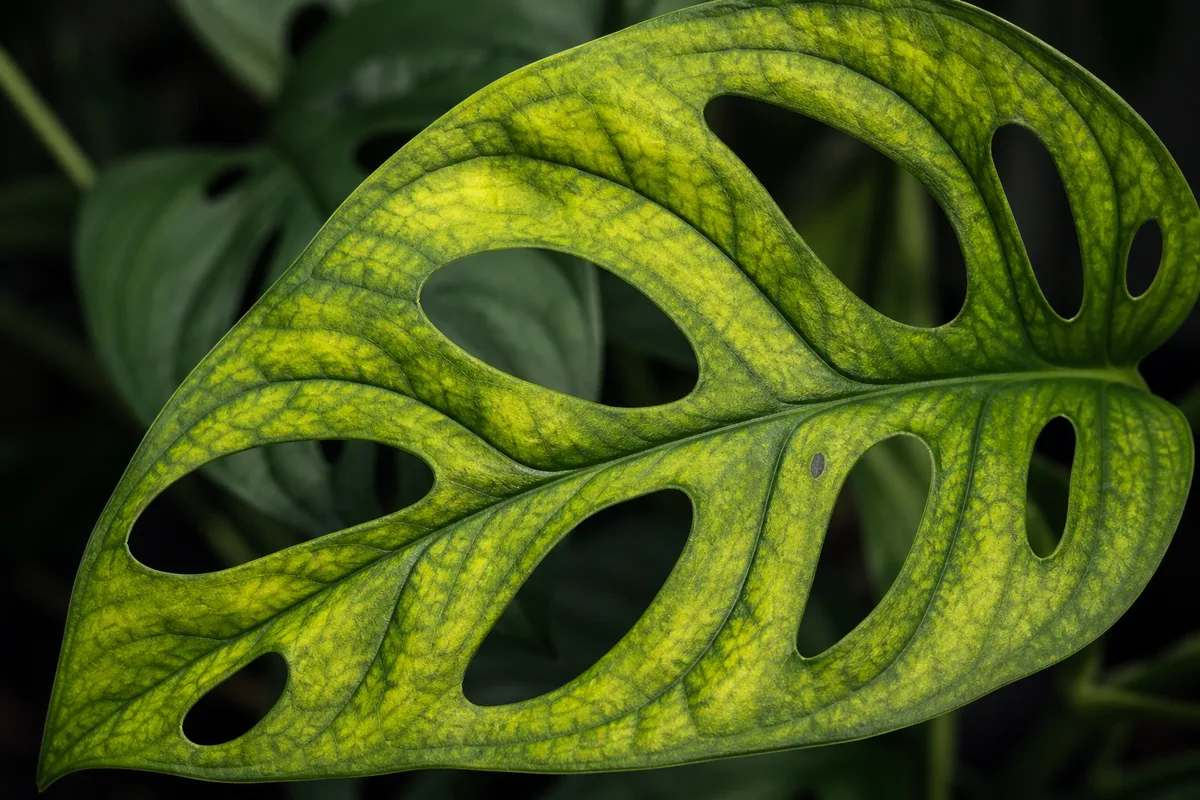 Close-up of Nutrient Lockout on Monstera Adansonii - diagnostic detail