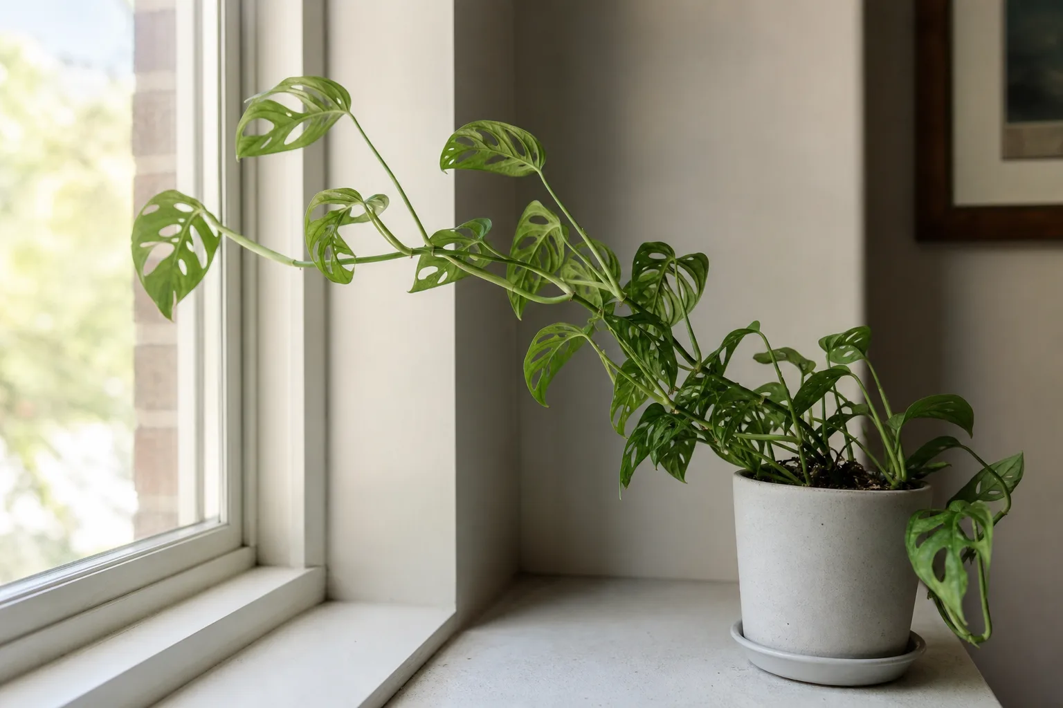 Plant Leaning on Monstera Adansonii - visible symptom on the plant
