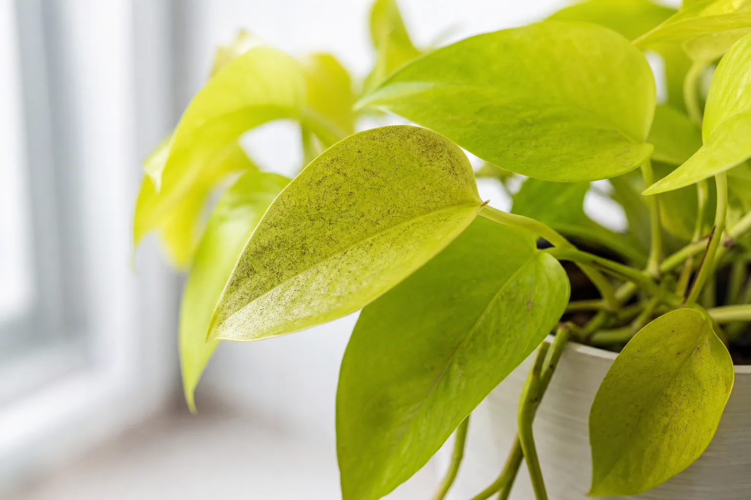 Spider Mites on Neon Pothos - visible symptom on the plant