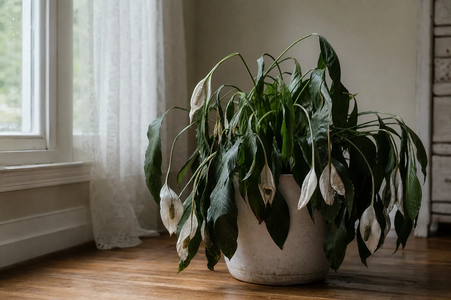Wilting on Peace Lily - visible symptom on the plant