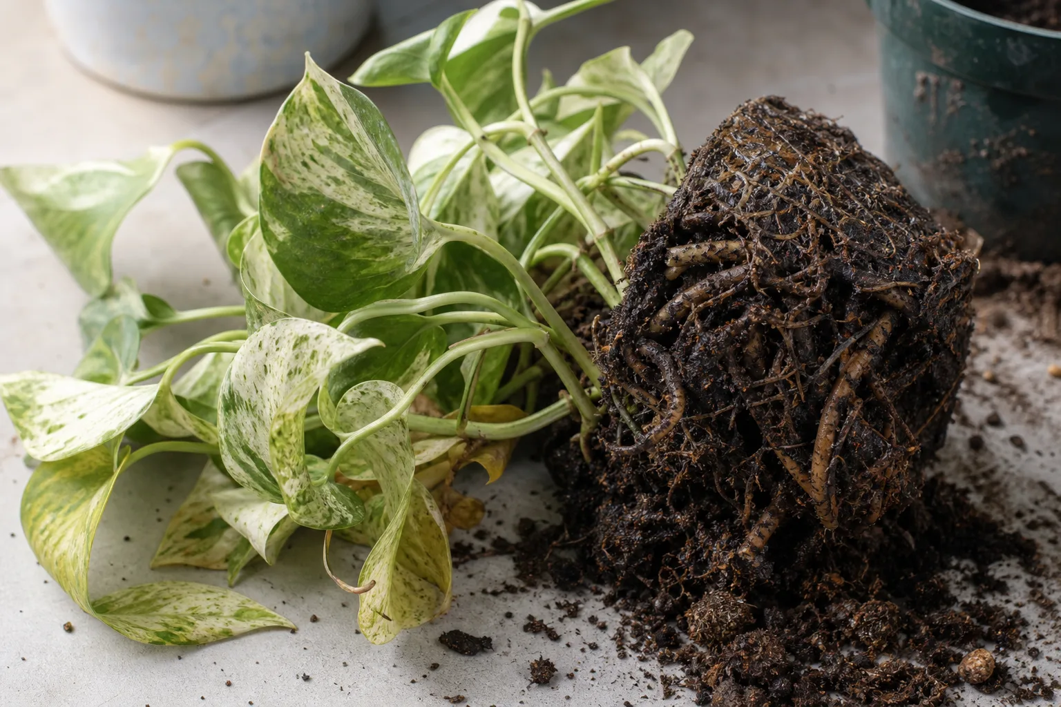 Root Rot on Pearls and Jade Pothos - visible symptom on the plant