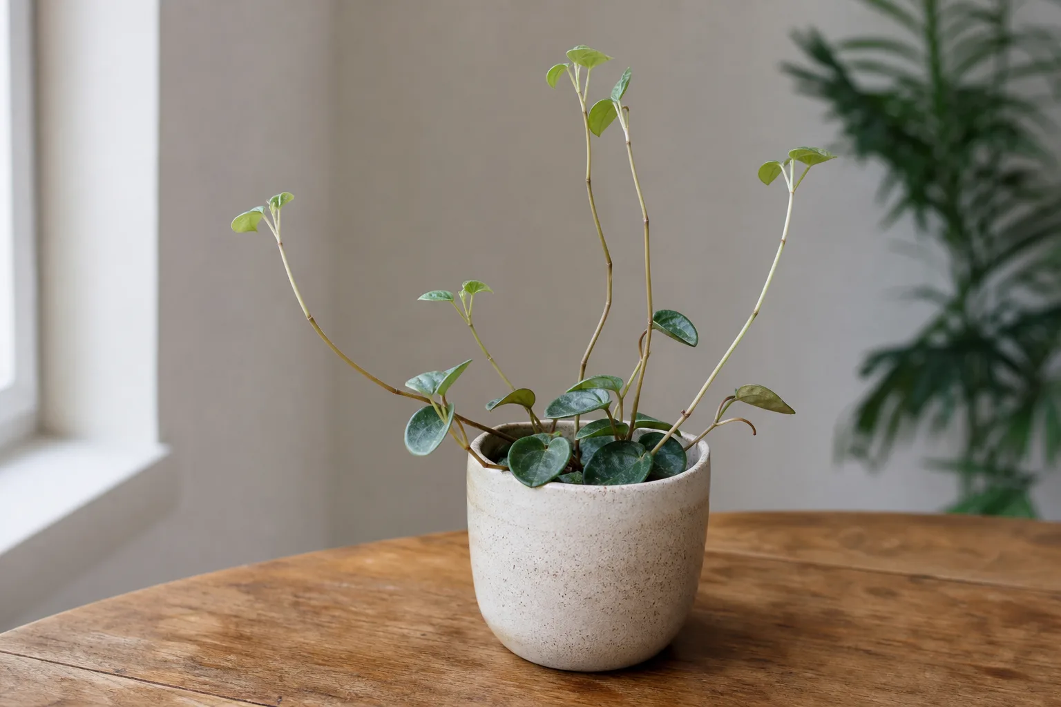 Leggy Growth on Peperomia - visible symptom on the plant