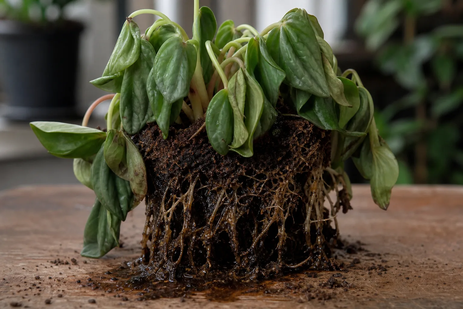 Root Rot on Peperomia - visible symptom on the plant