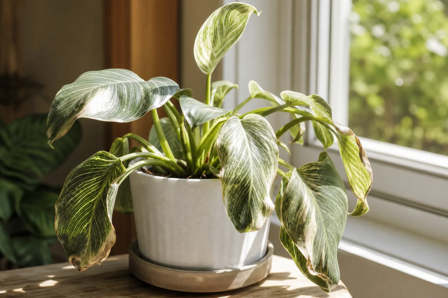 Heat Stress on Philodendron Birkin - visible symptom on the plant