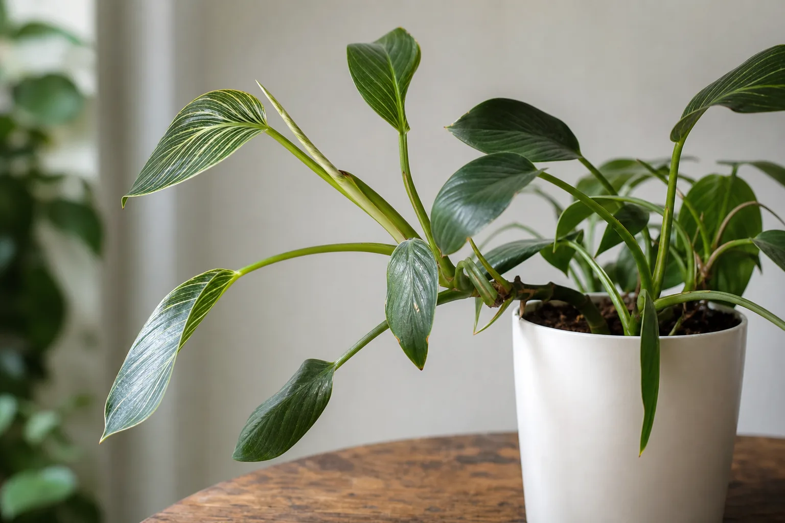 Not Enough Light on Philodendron Birkin - visible symptom on the plant