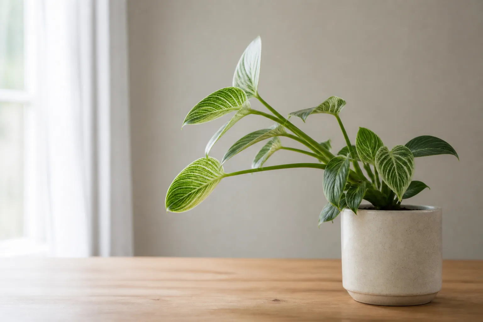 Plant Leaning on Philodendron Birkin - visible symptom on the plant