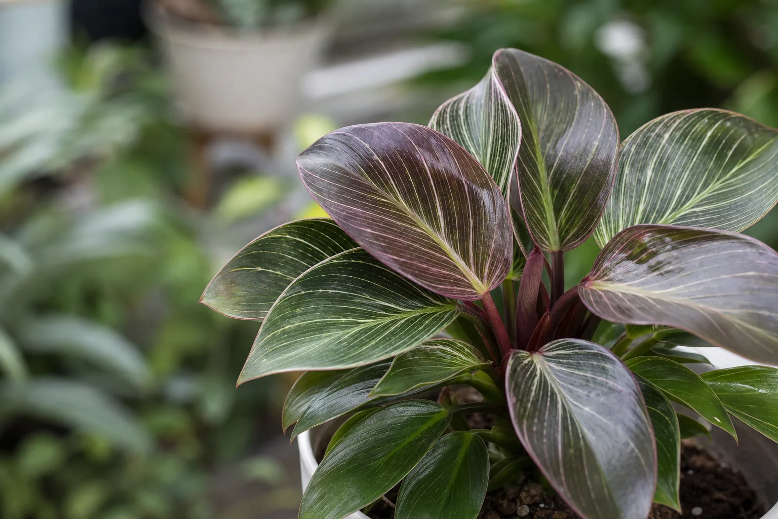 Purple Leaves on Philodendron Birkin - visible symptom on the plant