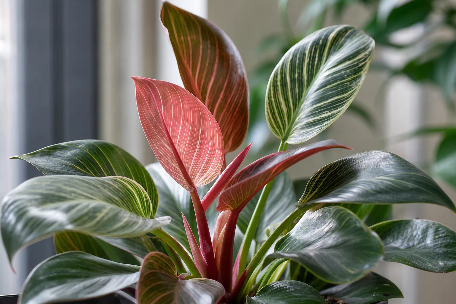 Red Leaves on Philodendron Birkin - visible symptom on the plant