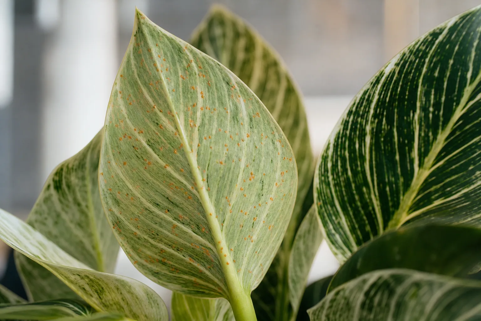 Rust Disease on Philodendron Birkin - visible symptom on the plant