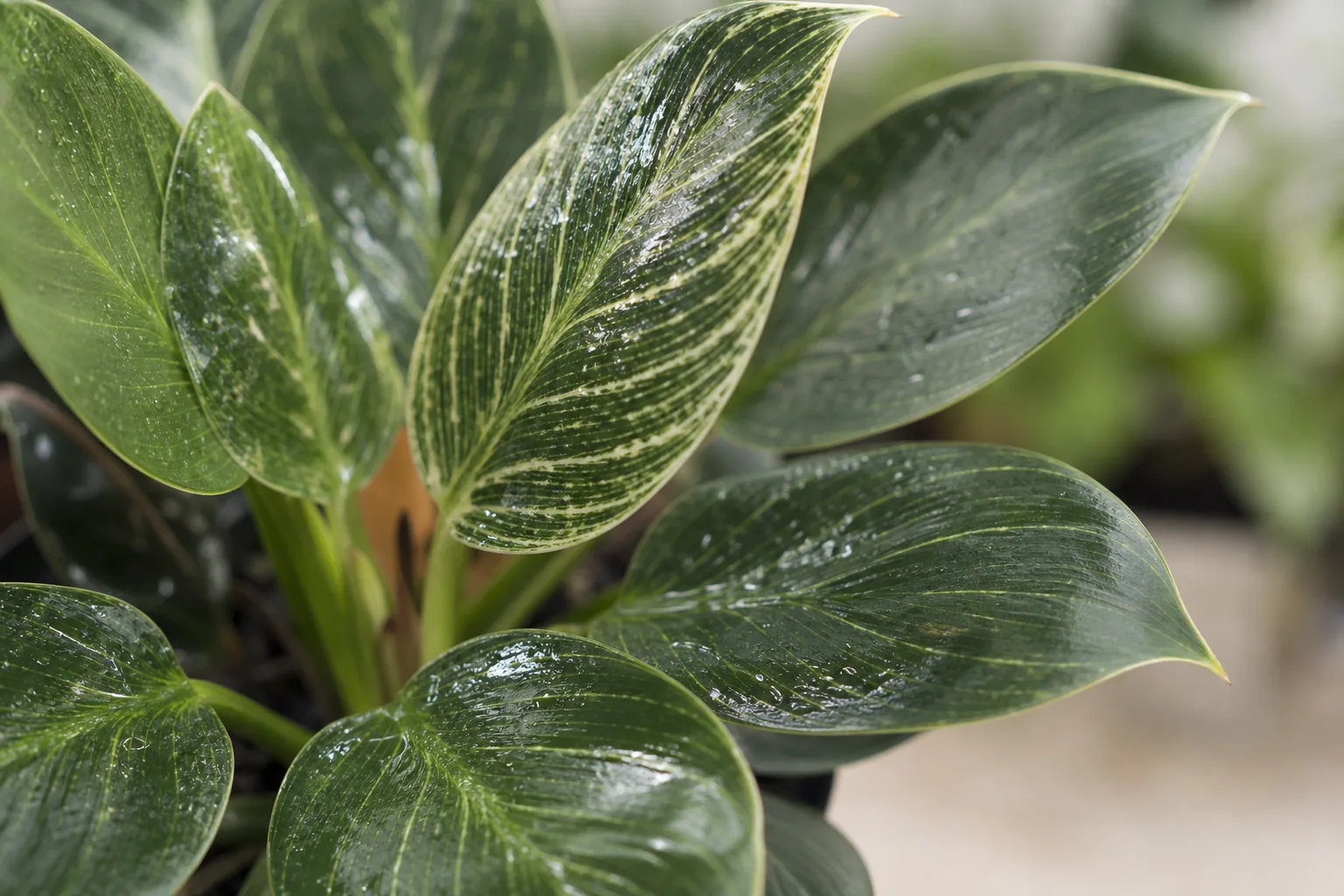 Sticky Leaves on Philodendron Birkin - visible symptom on the plant