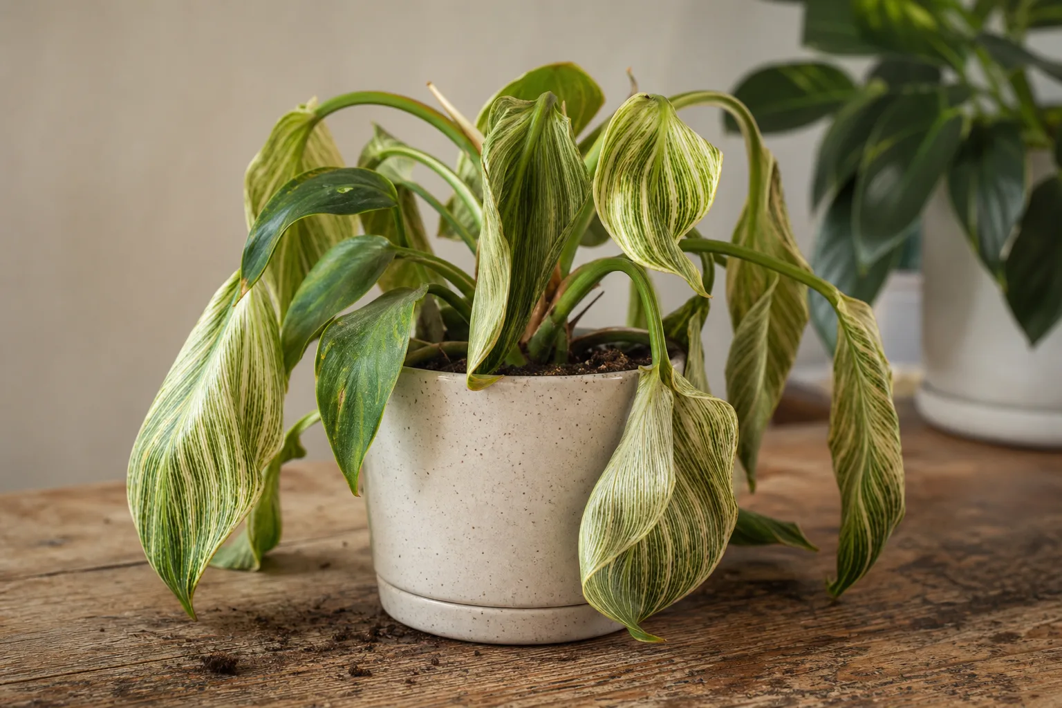 Transplant Shock on Philodendron Birkin - visible symptom on the plant