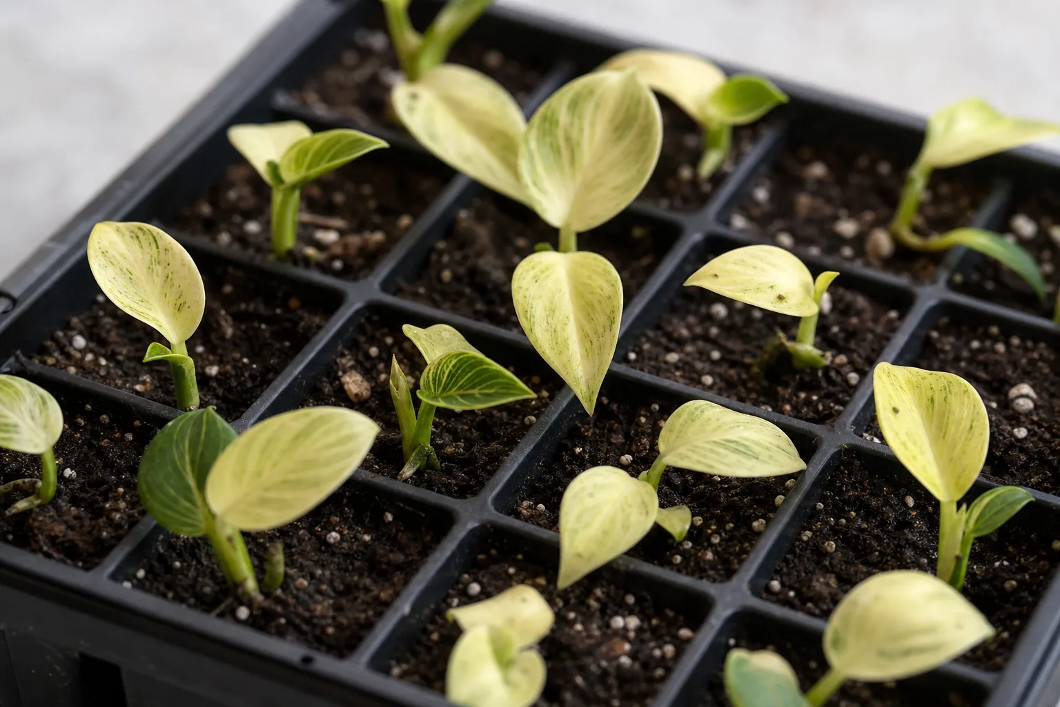 Yellow Seedlings on Philodendron Birkin - visible symptom on the plant