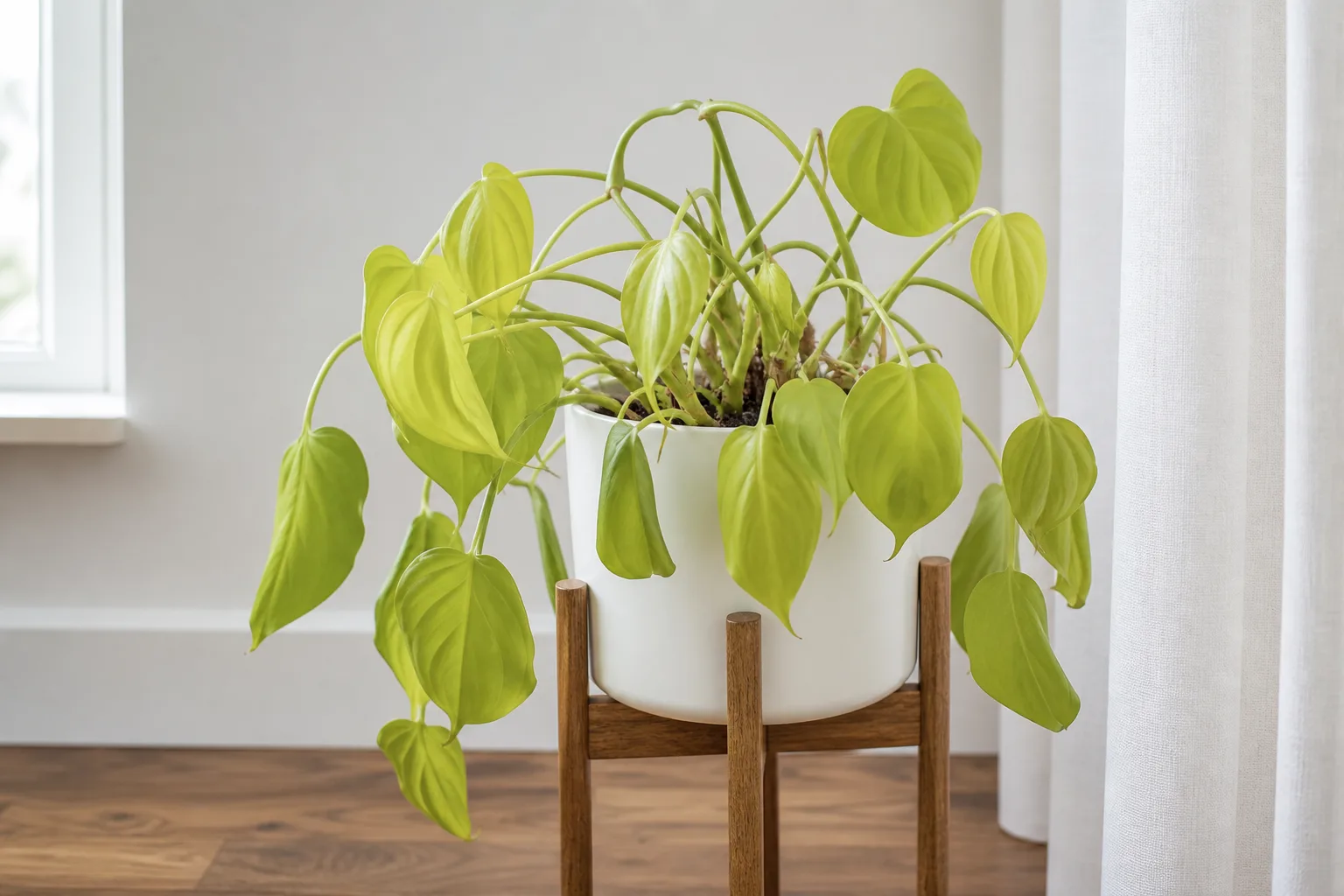 Wilting on Philodendron Lemon Lime - visible symptom on the plant