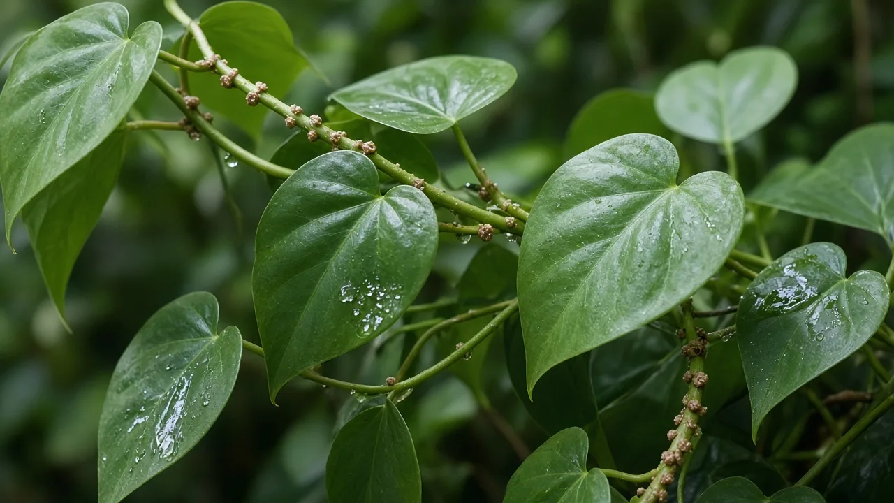 Scale insects on Heartleaf Philodendron - tan bumps on trailing vine stems and leaf petioles