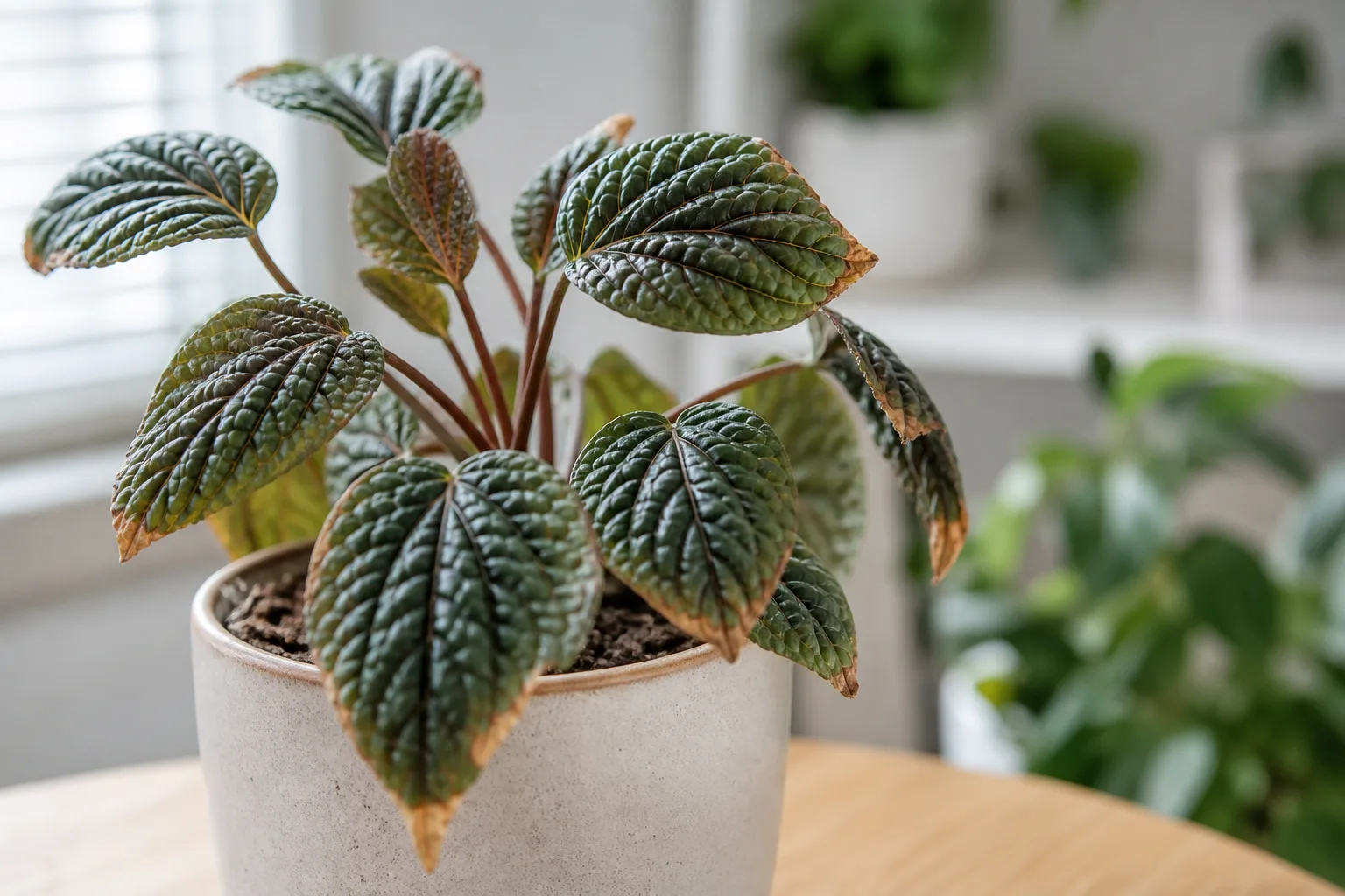 Brown Tips on Pilea Moon Valley - visible symptom on the plant
