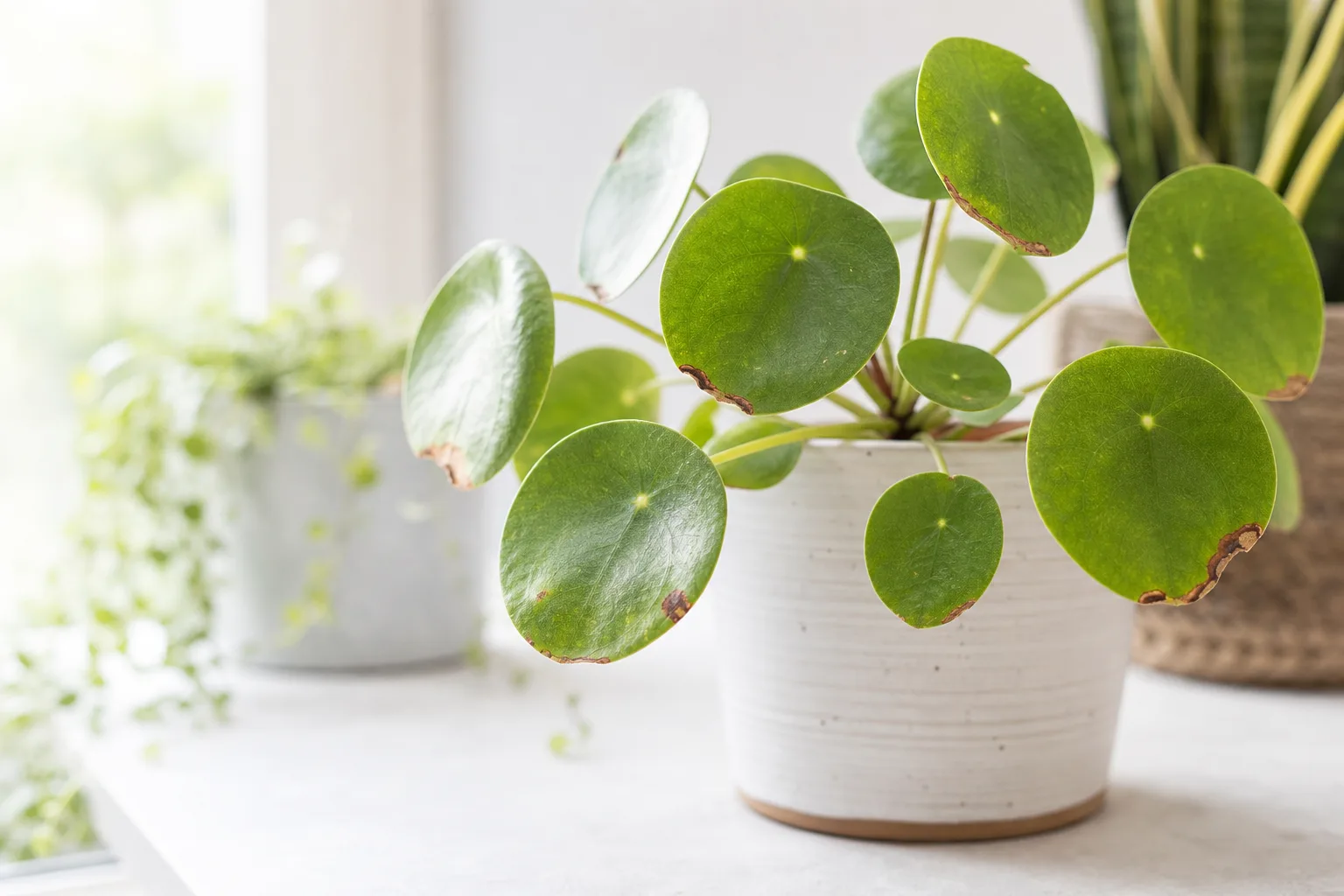 Brown Tips on Pilea Peperomioides - visible symptom on the plant