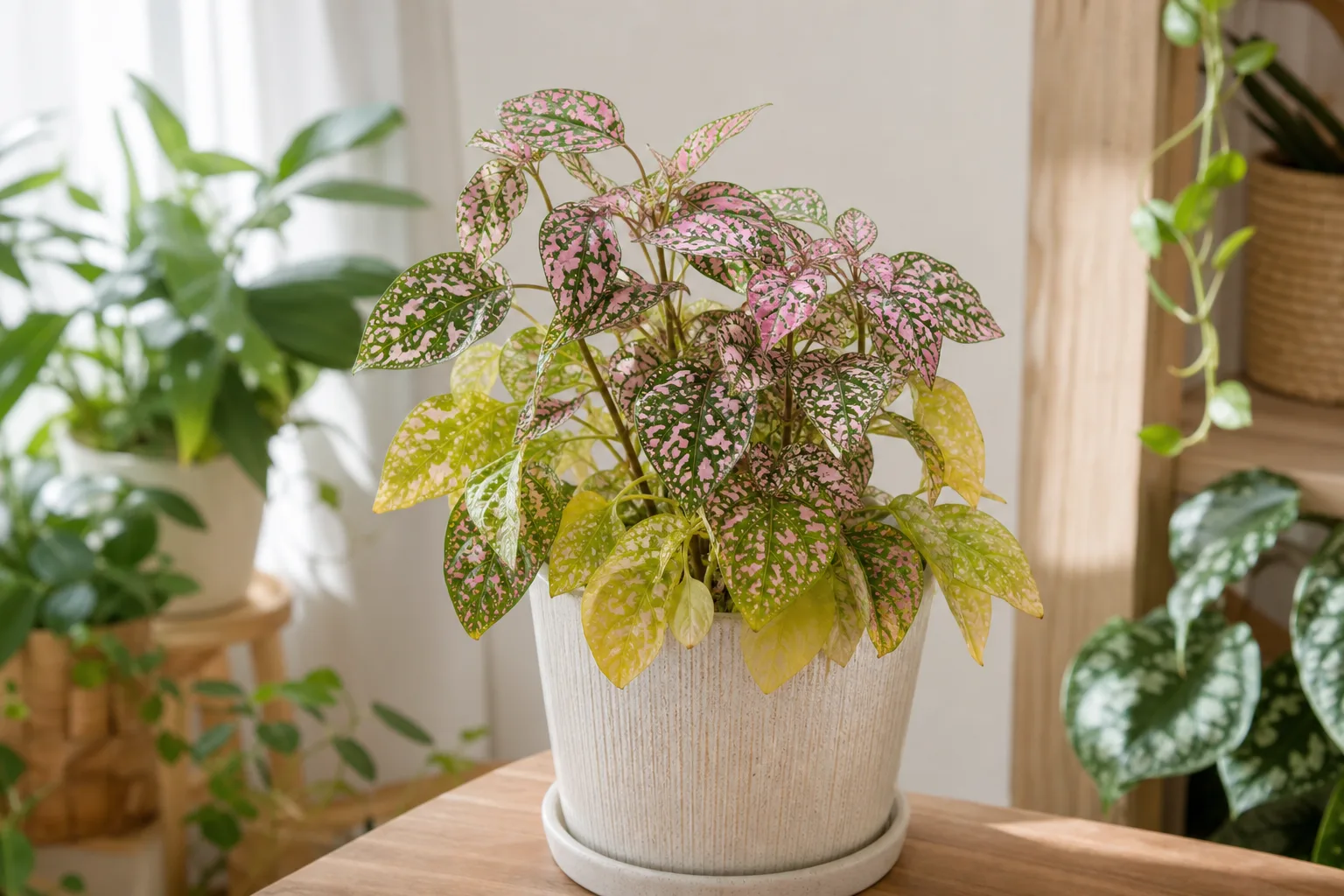 Yellow Leaves on Polka Dot Plant - visible symptom on the plant