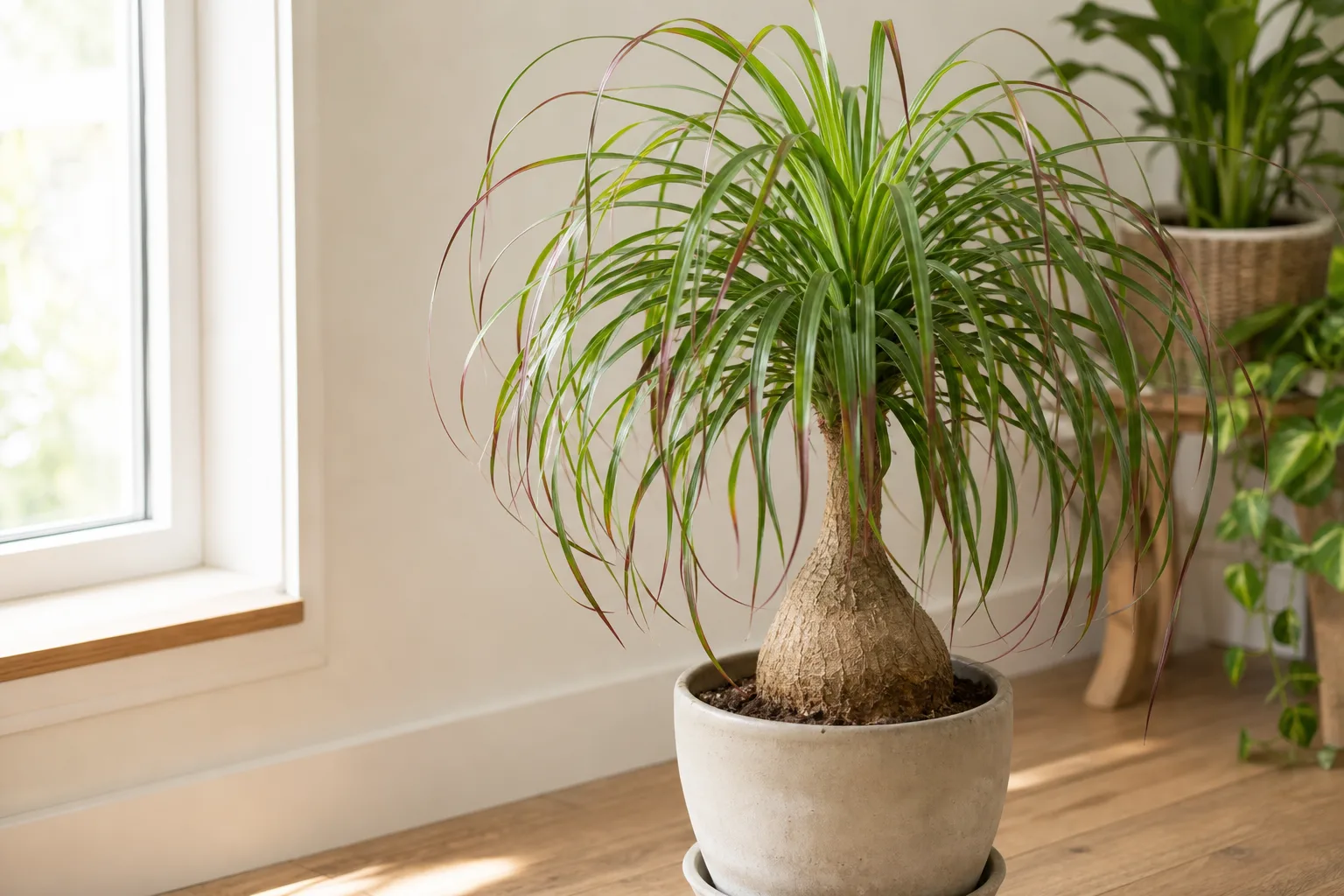 Purple Leaves on Ponytail Palm - visible symptom on the plant