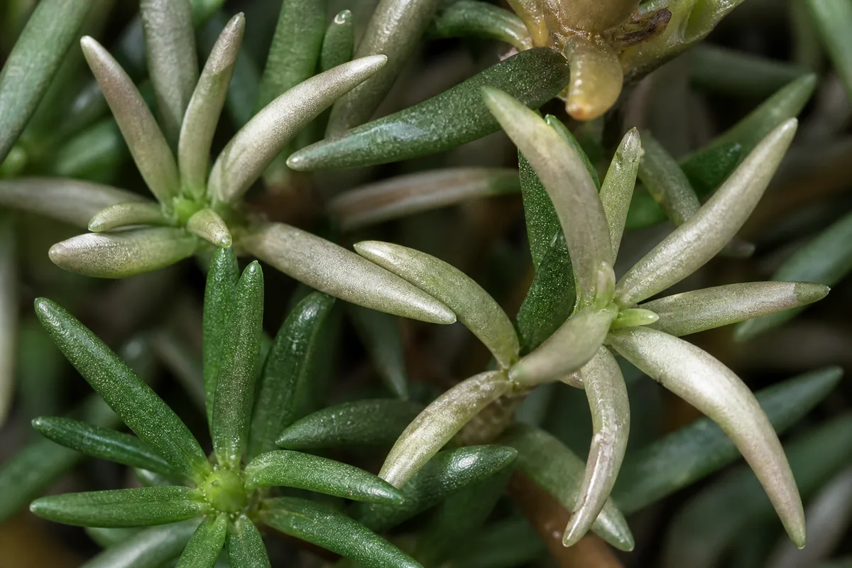 Close-up of Faded Leaves on Portulaca - diagnostic detail
