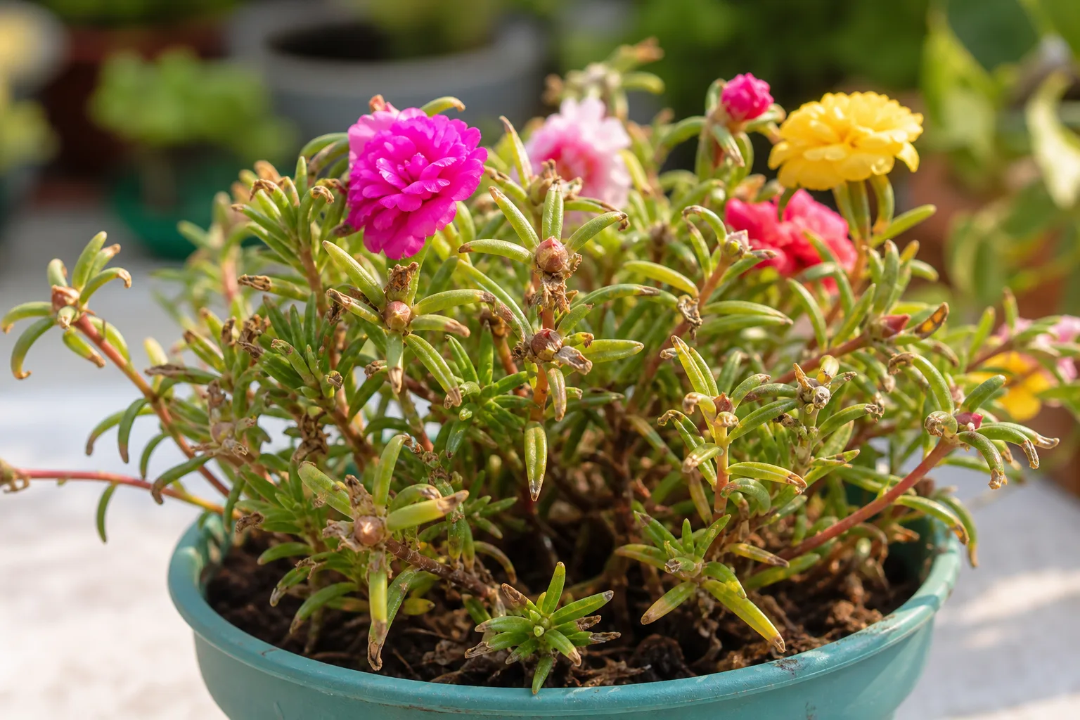 Fertilizer Burn on Portulaca - visible symptom on the plant