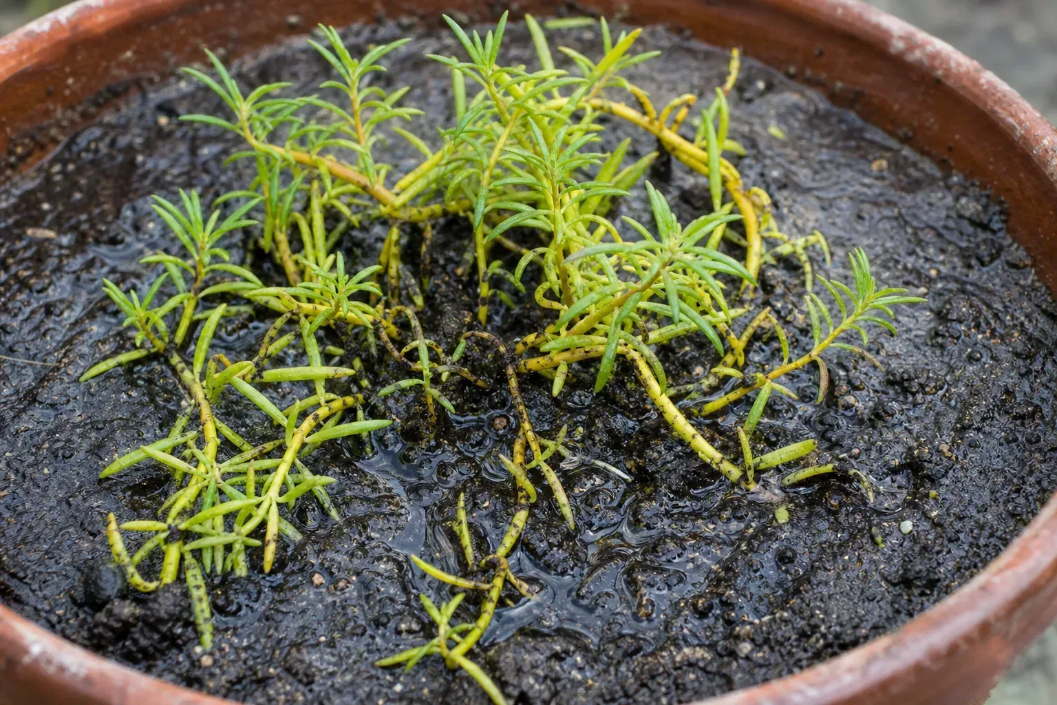 Wrong Soil Mix on Portulaca - visible symptom on the plant