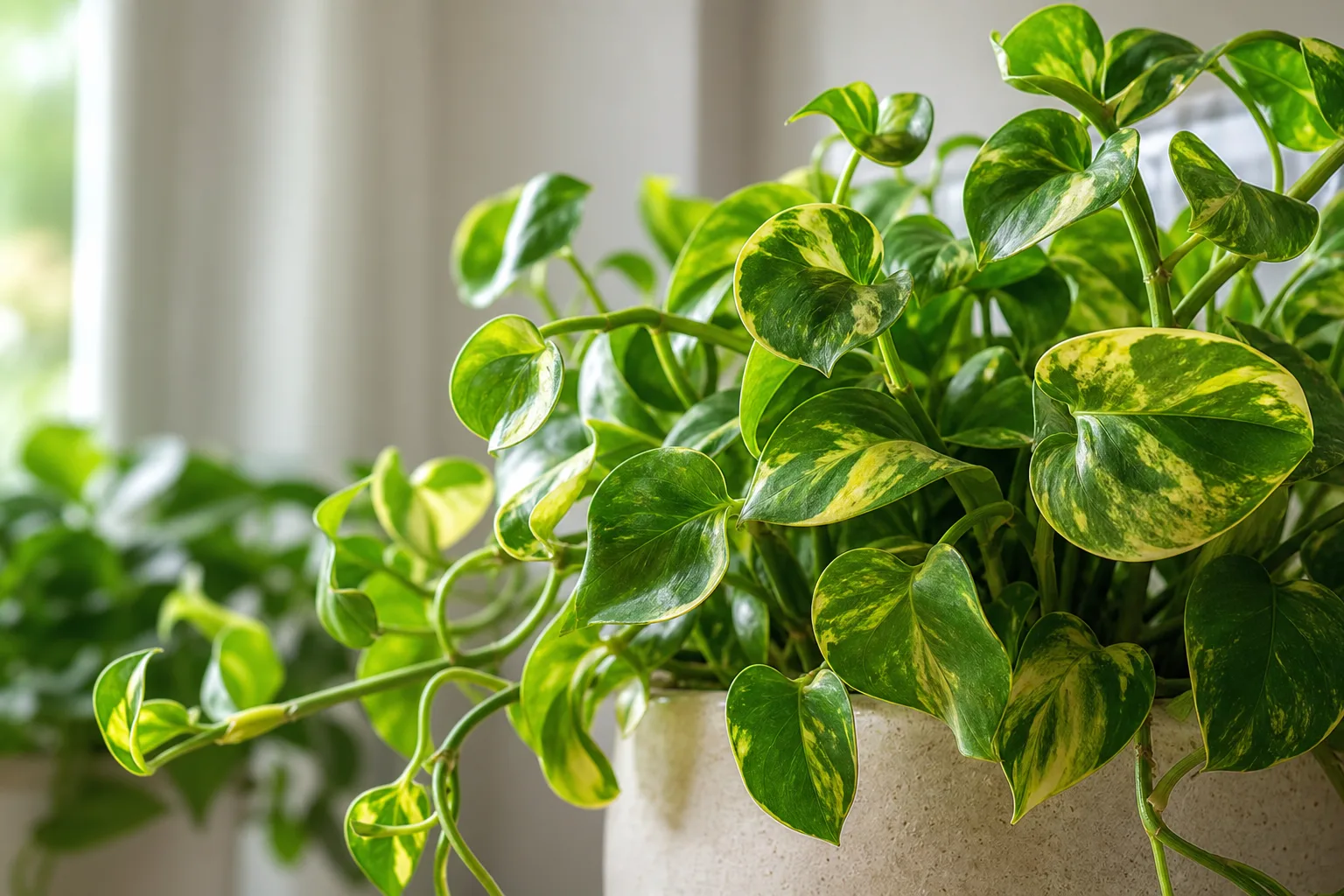 Curling Leaves on Pothos - visible symptom on the plant