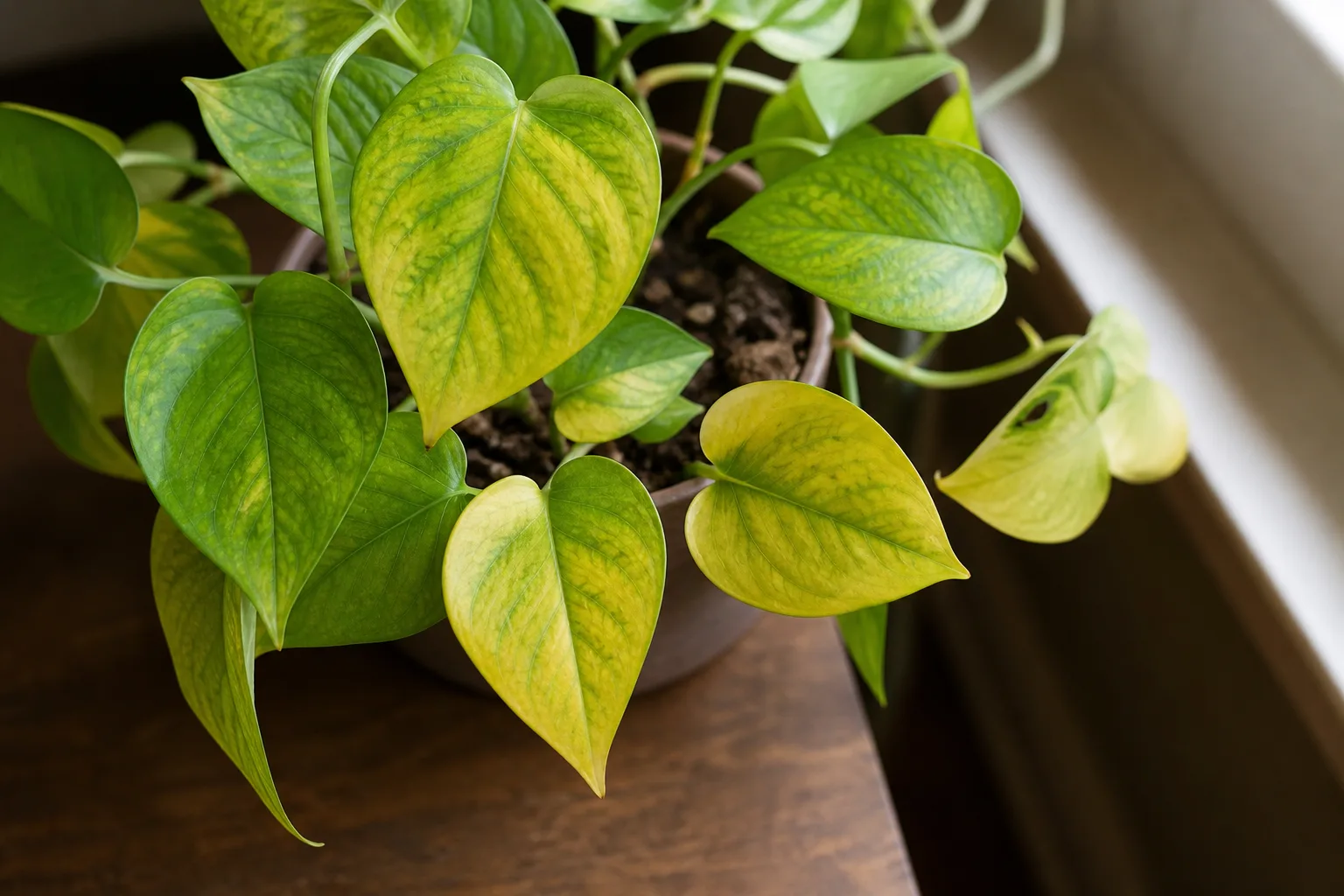 Soil Too Acidic on Pothos - visible symptom on the plant
