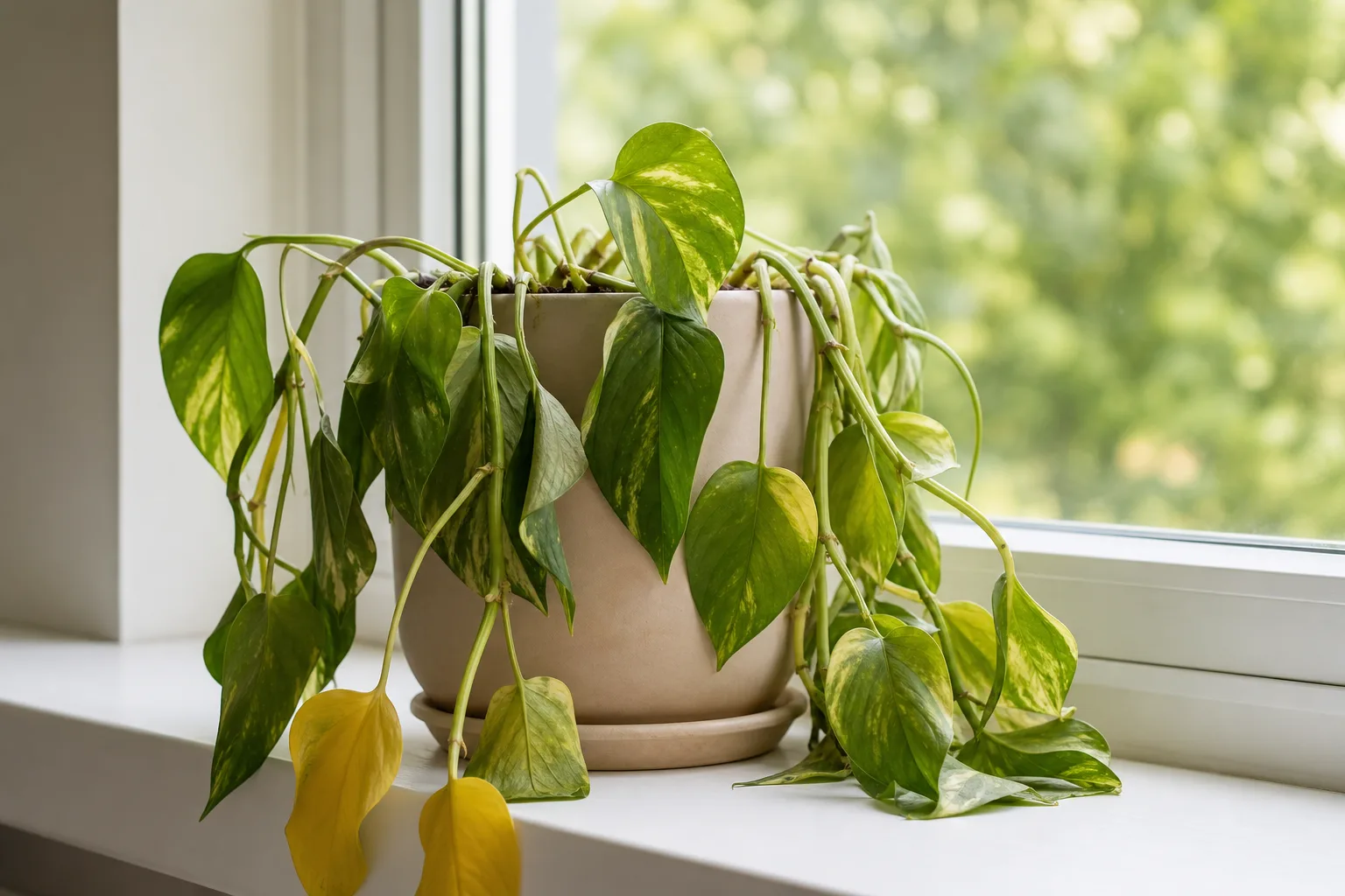 Wilting on Pothos - visible symptom on the plant