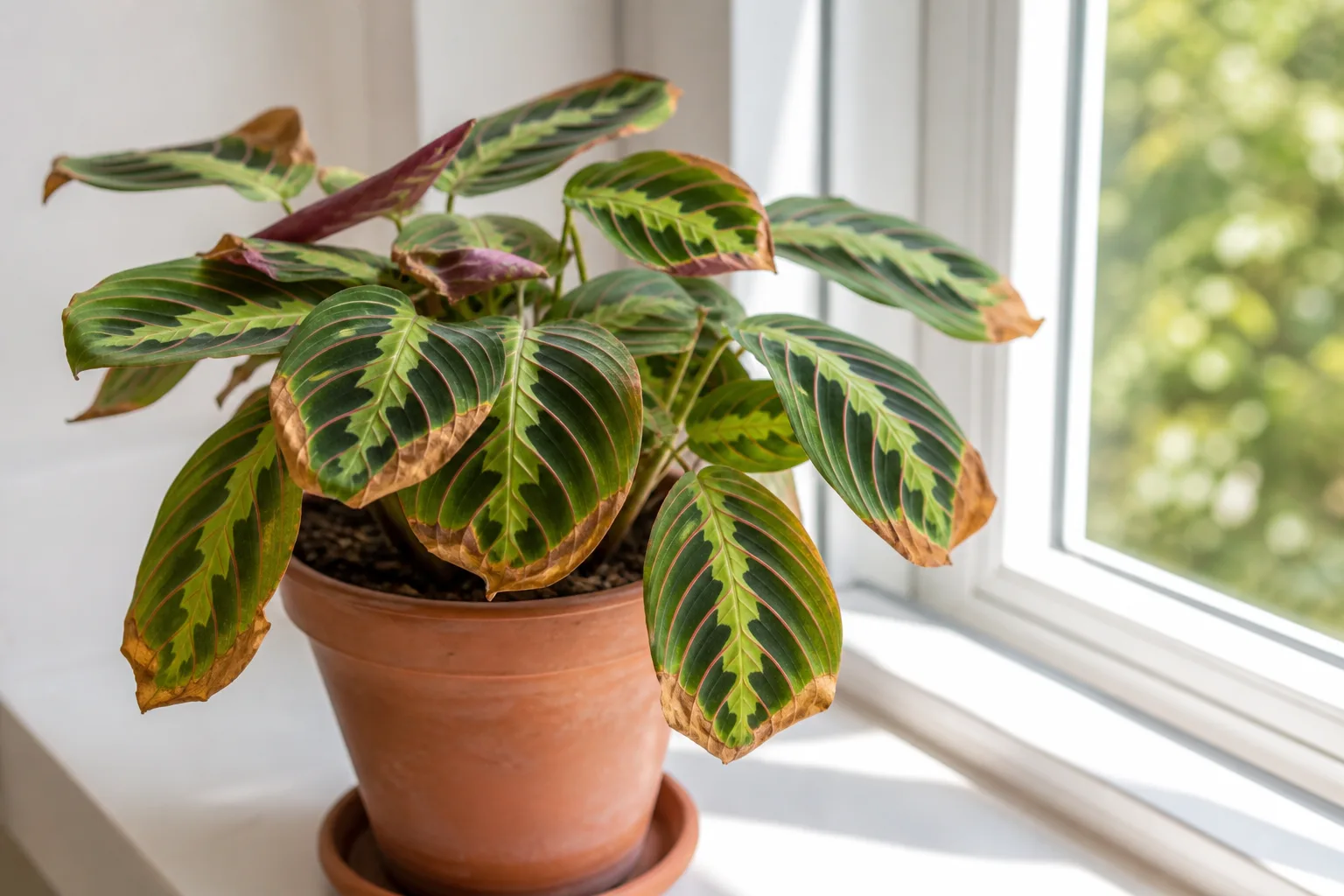 Brown Tips on Prayer Plant - visible symptom on the plant