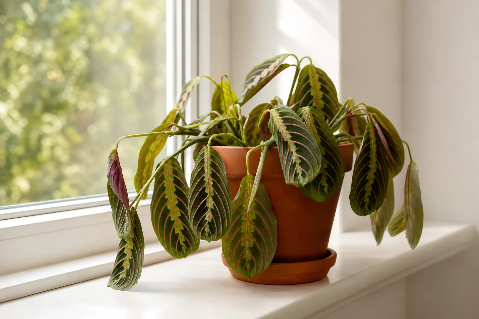 Drooping Leaves on Prayer Plant - visible symptom on the plant