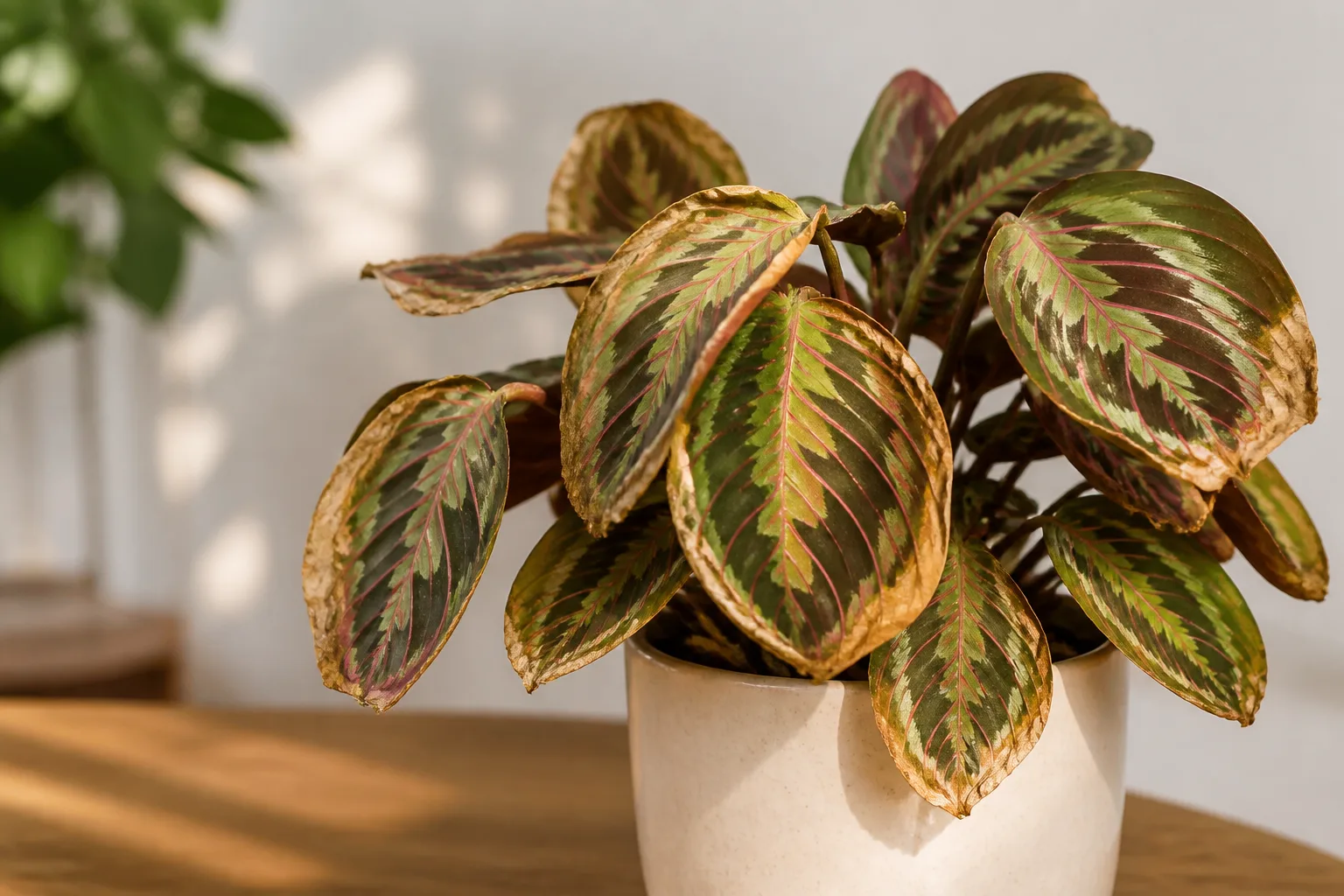 Low Humidity on Prayer Plant - visible symptom on the plant