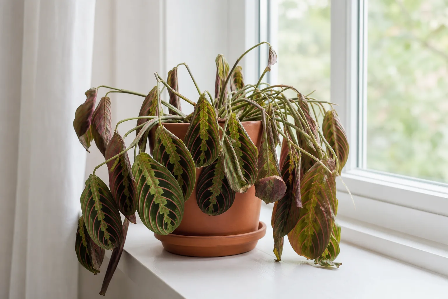 Wilting on Prayer Plant - visible symptom on the plant