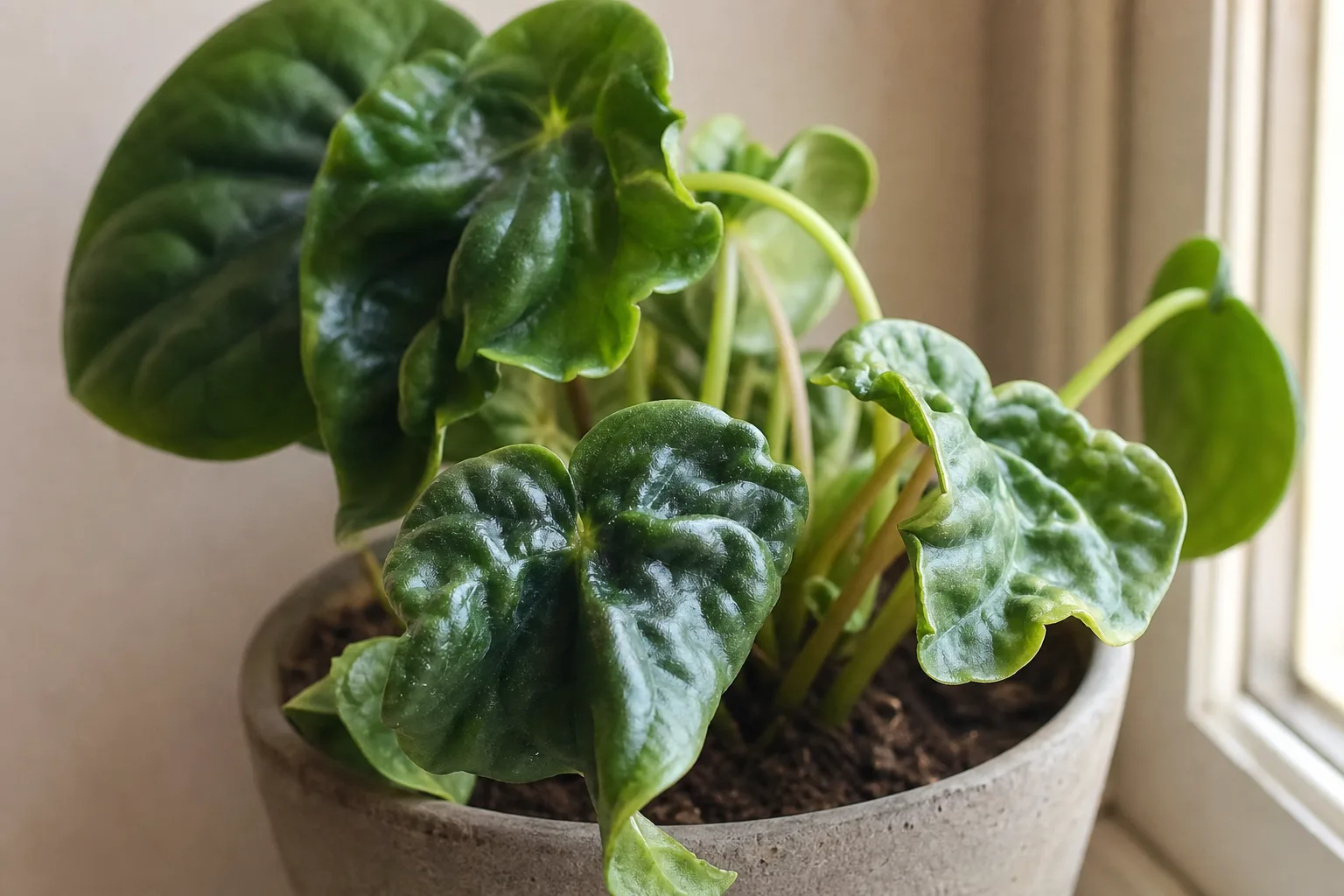 Distorted Leaves on Raindrop Peperomia - visible symptom on the plant