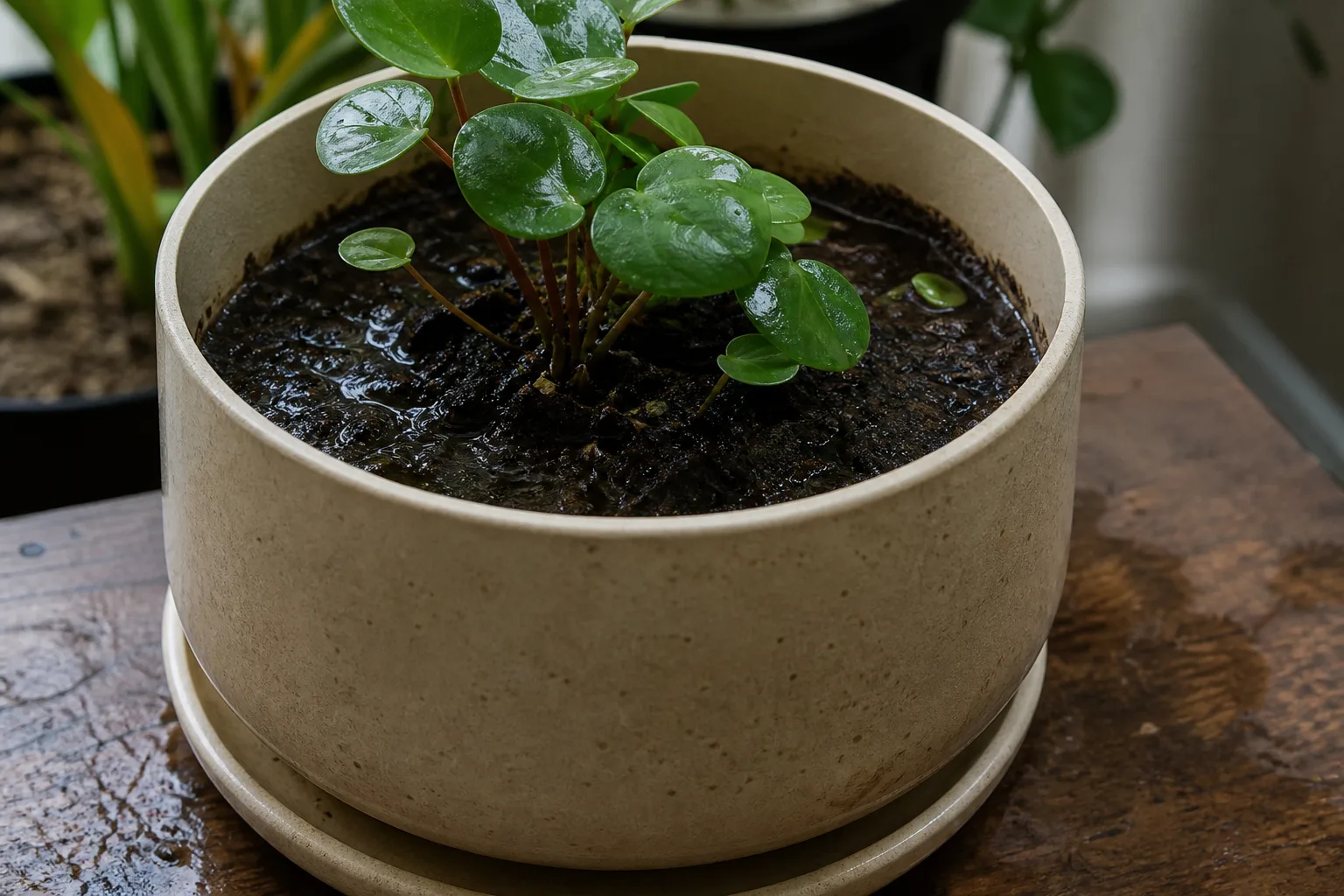 Poor Potting Setup on Raindrop Peperomia - visible symptom on the plant