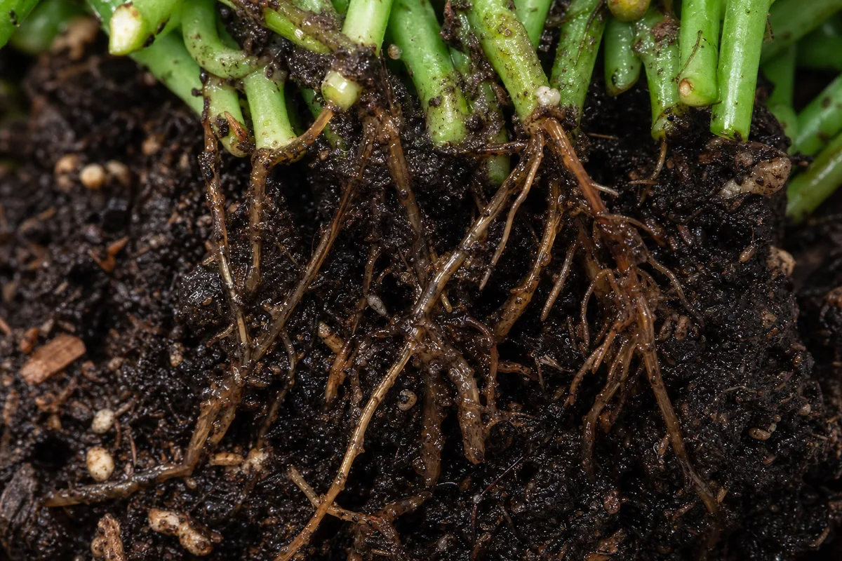Close-up of Root Rot on Rhipsalis - diagnostic detail