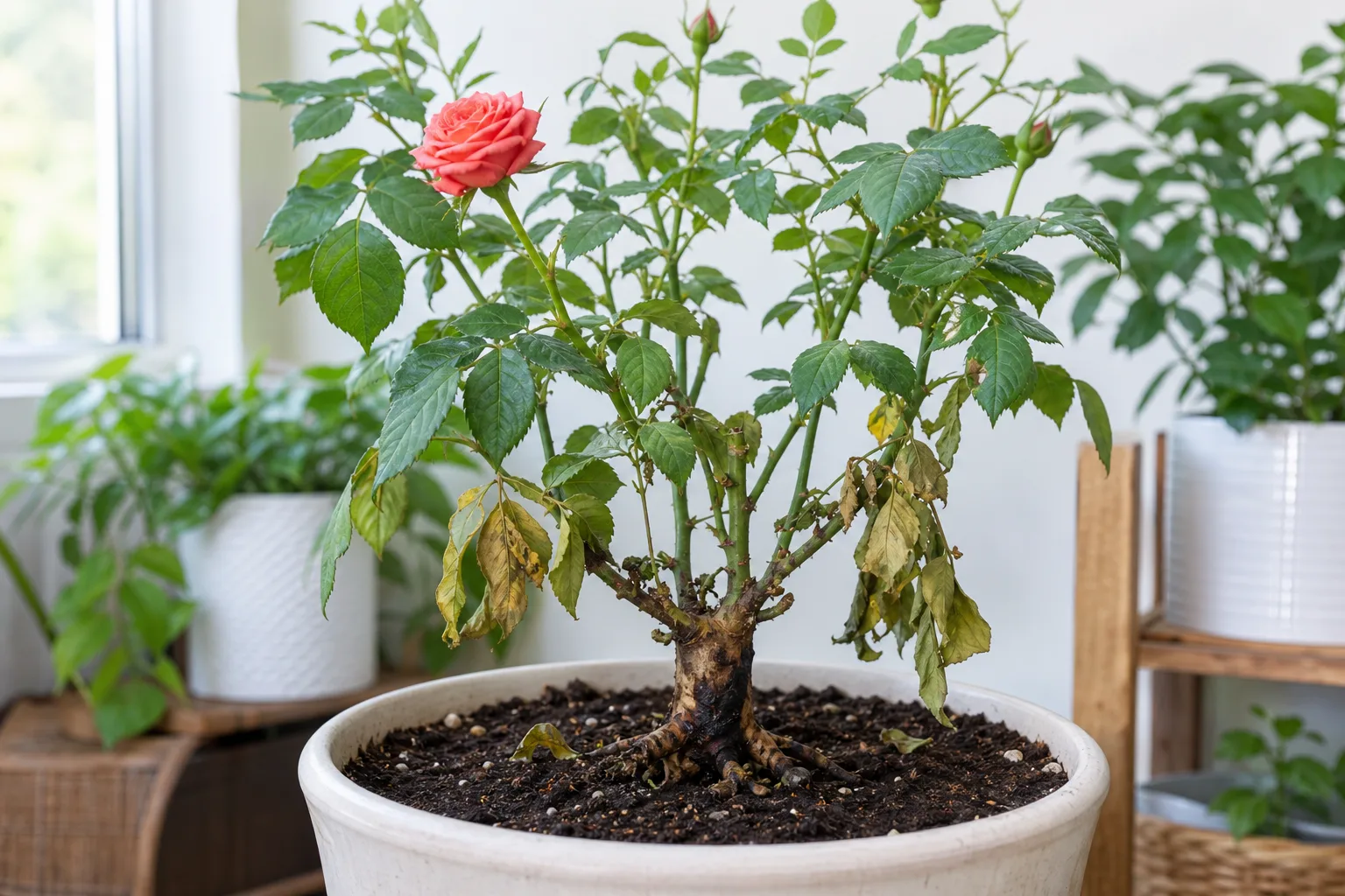 Crown Rot on Rose - visible symptom on the plant