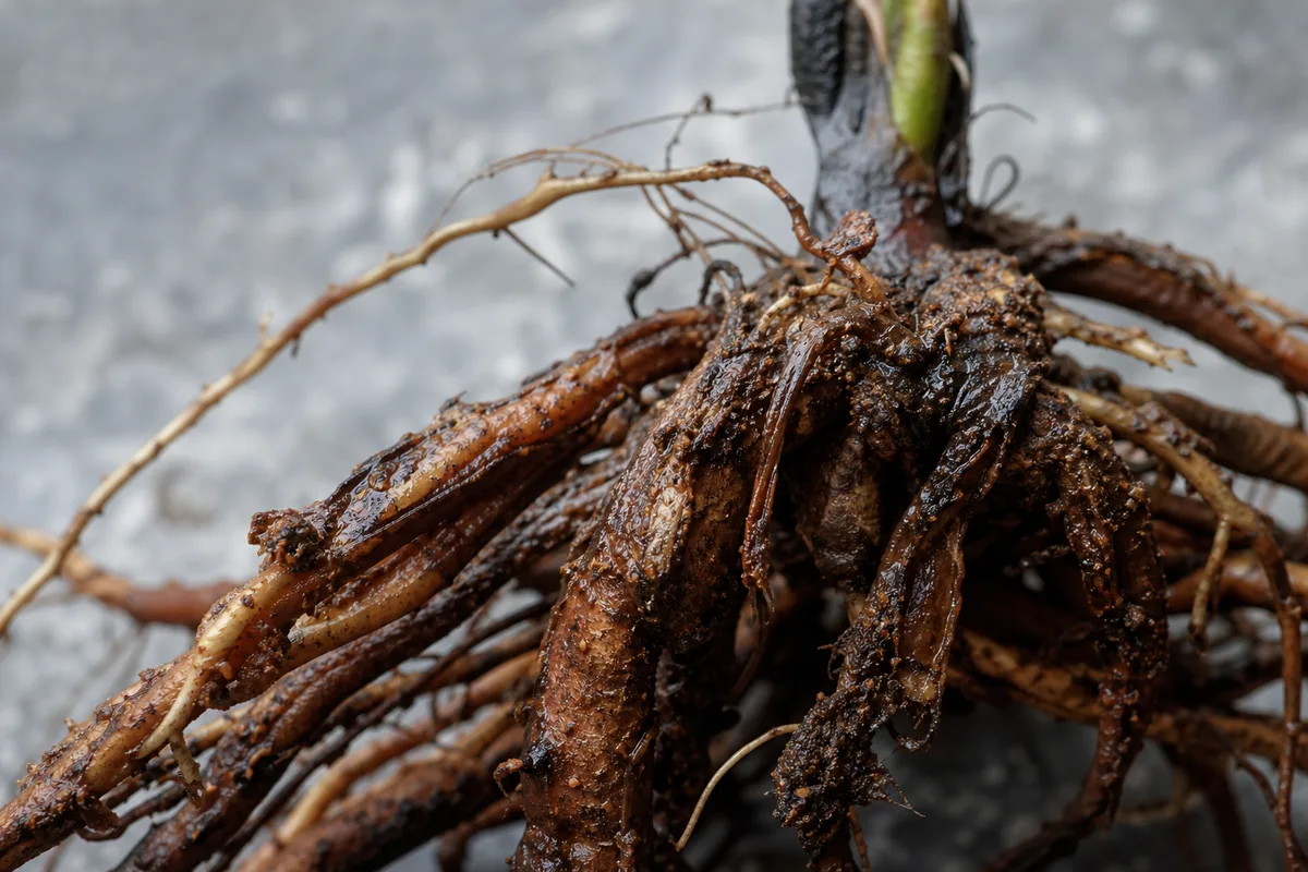 Close-up of Root Rot on Rose - diagnostic detail