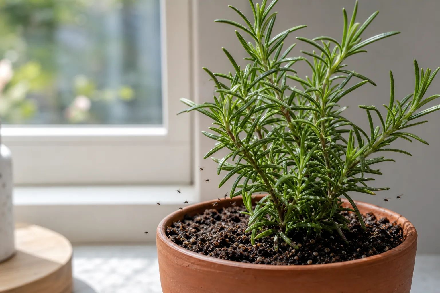 Fungus Gnats on Rosemary - visible symptom on the plant